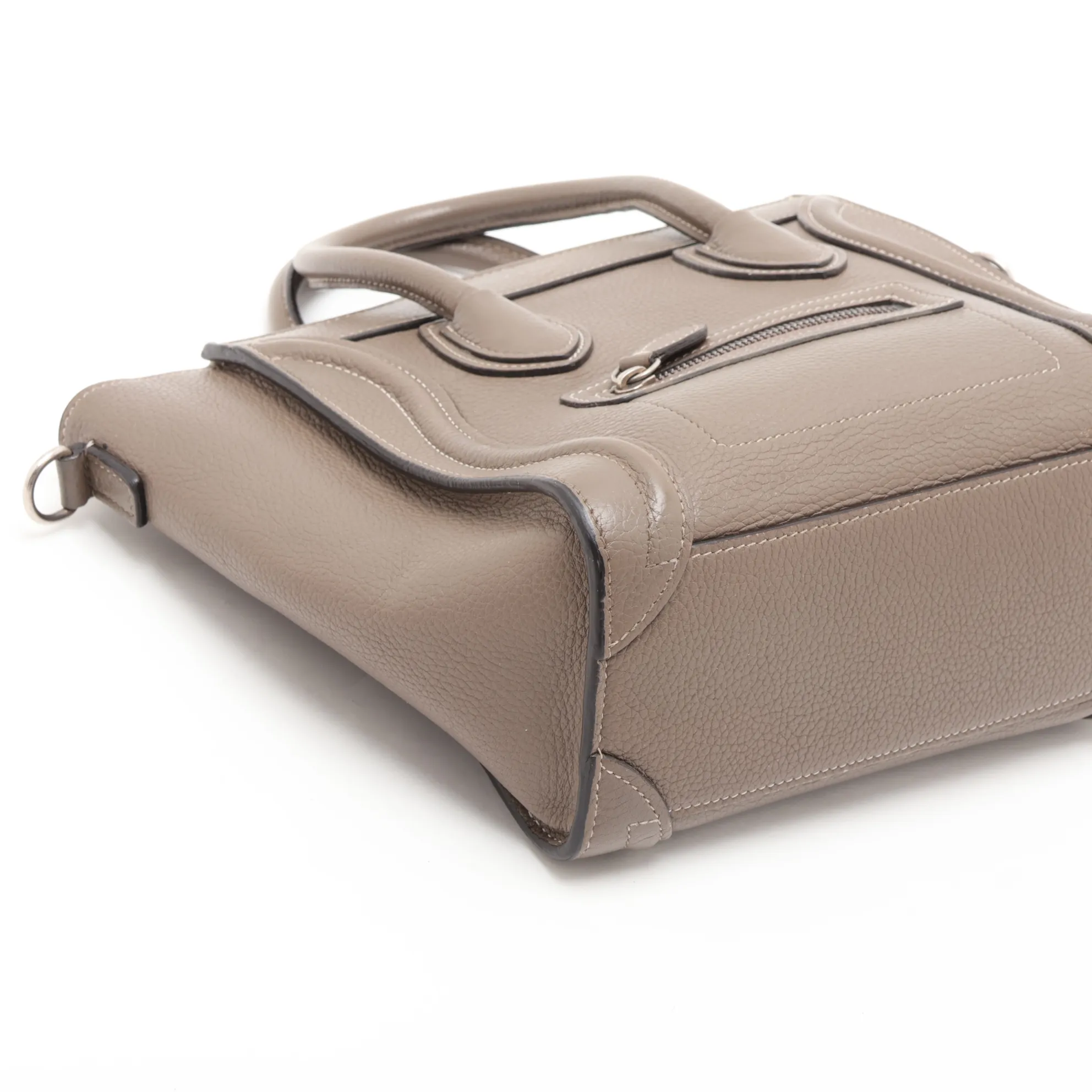 Luggage Nano Shopper Leather 2-Way Handbag, Greige — view 4