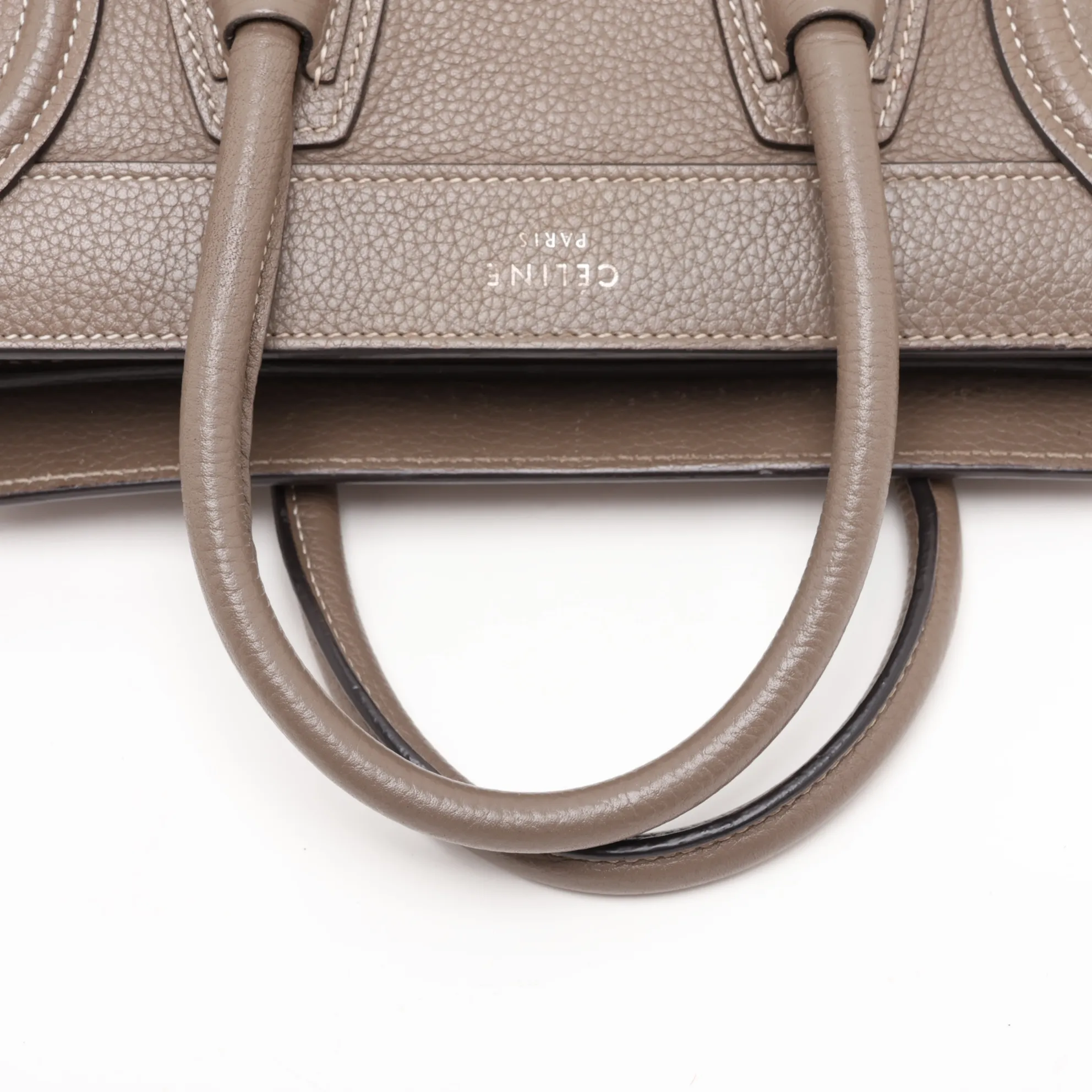 Luggage Nano Shopper Leather 2-Way Handbag, Greige — view 5
