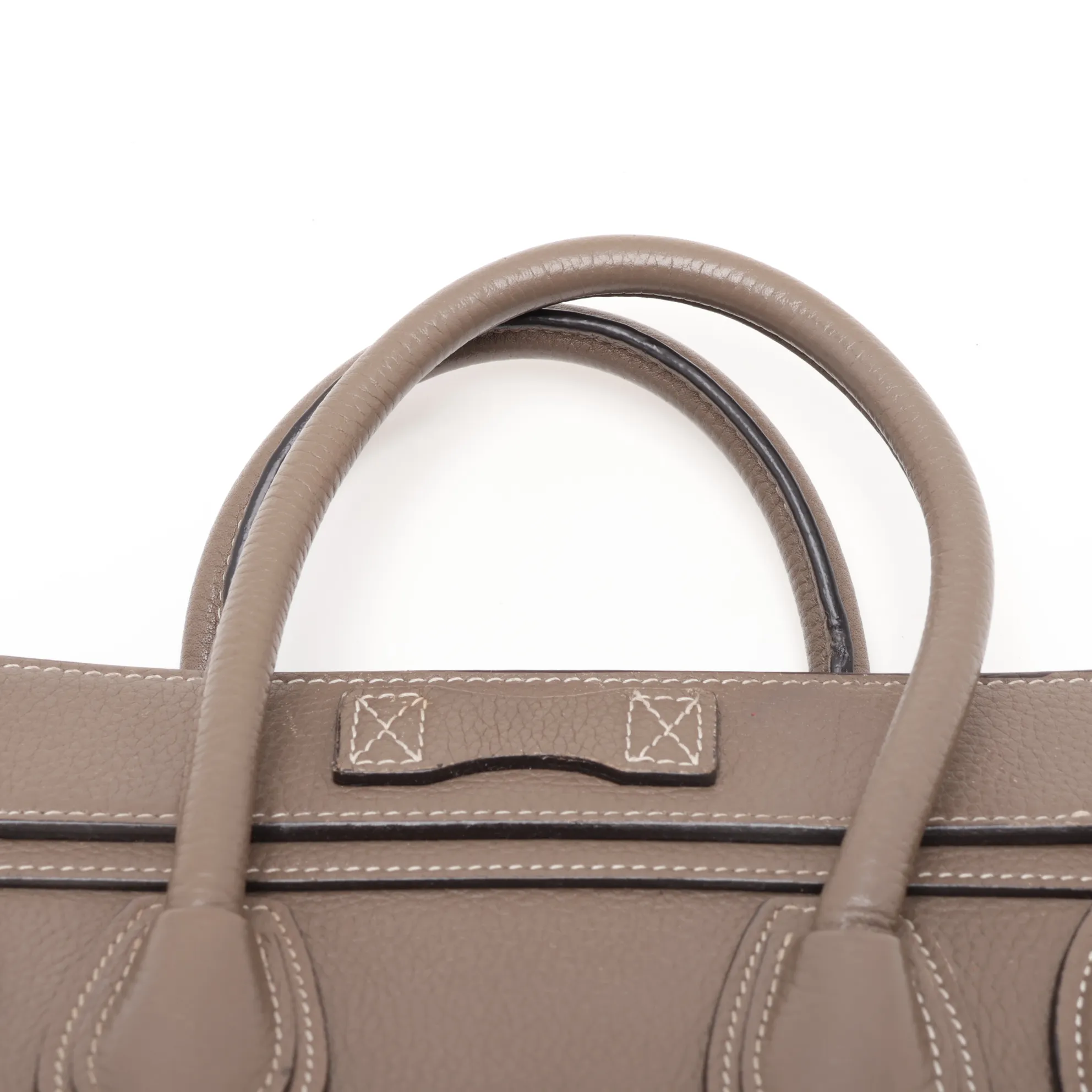 Luggage Nano Shopper Leather 2-Way Handbag, Greige — view 6