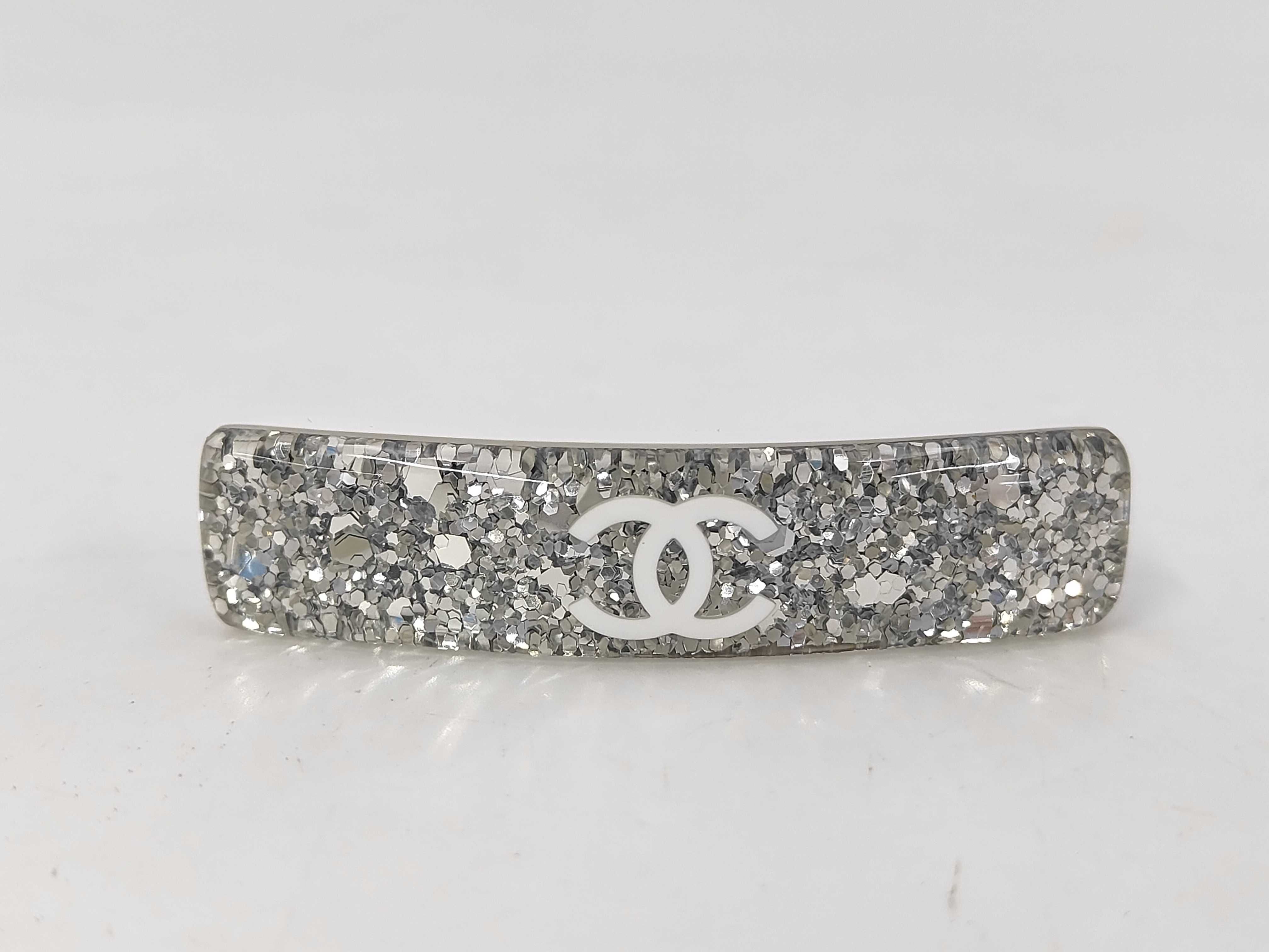 Barrette, Glitter, Coco Mark, Silver, D25C, Hair Accessory