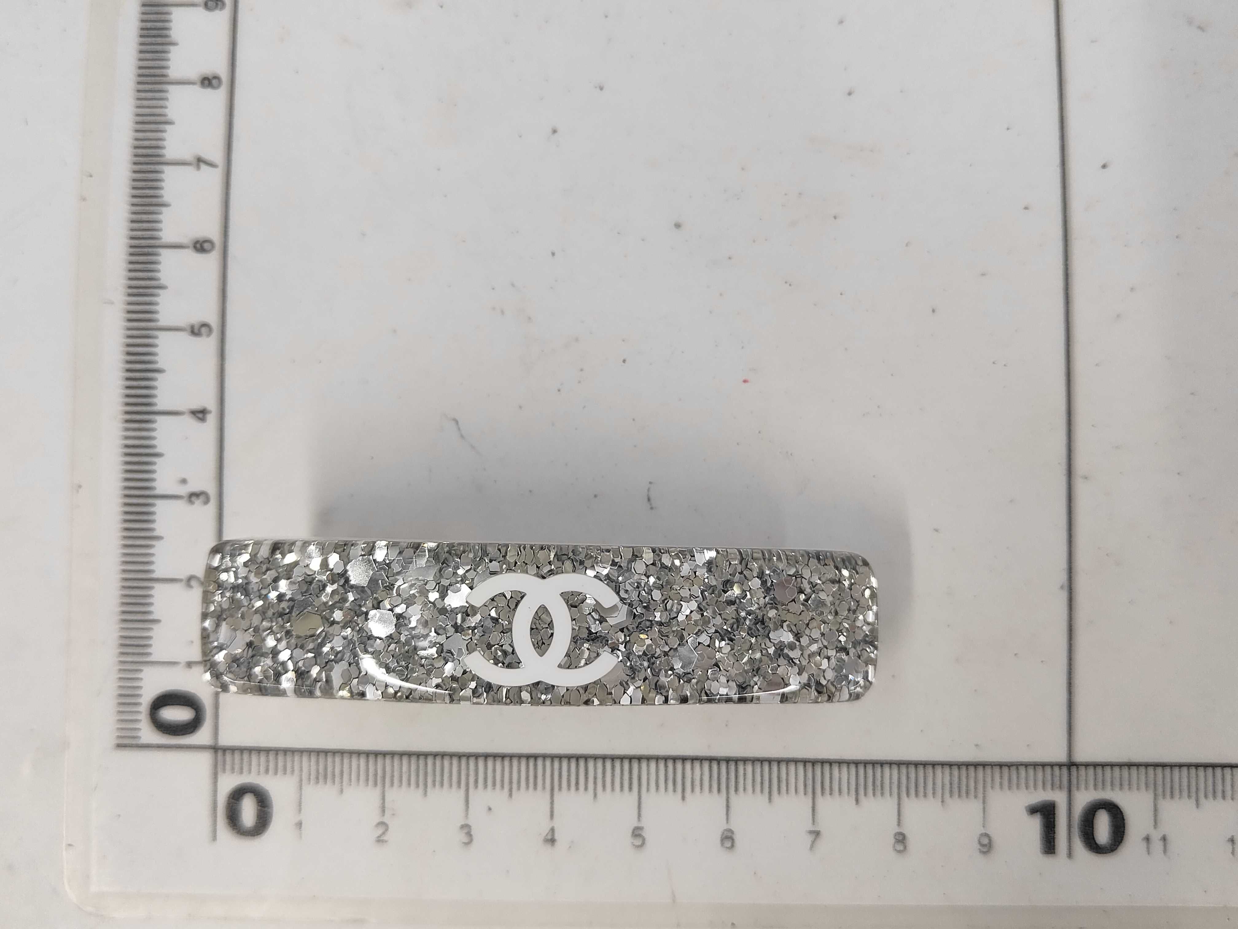 Barrette, Glitter, Coco Mark, Silver, D25C, Hair Accessory — view 5