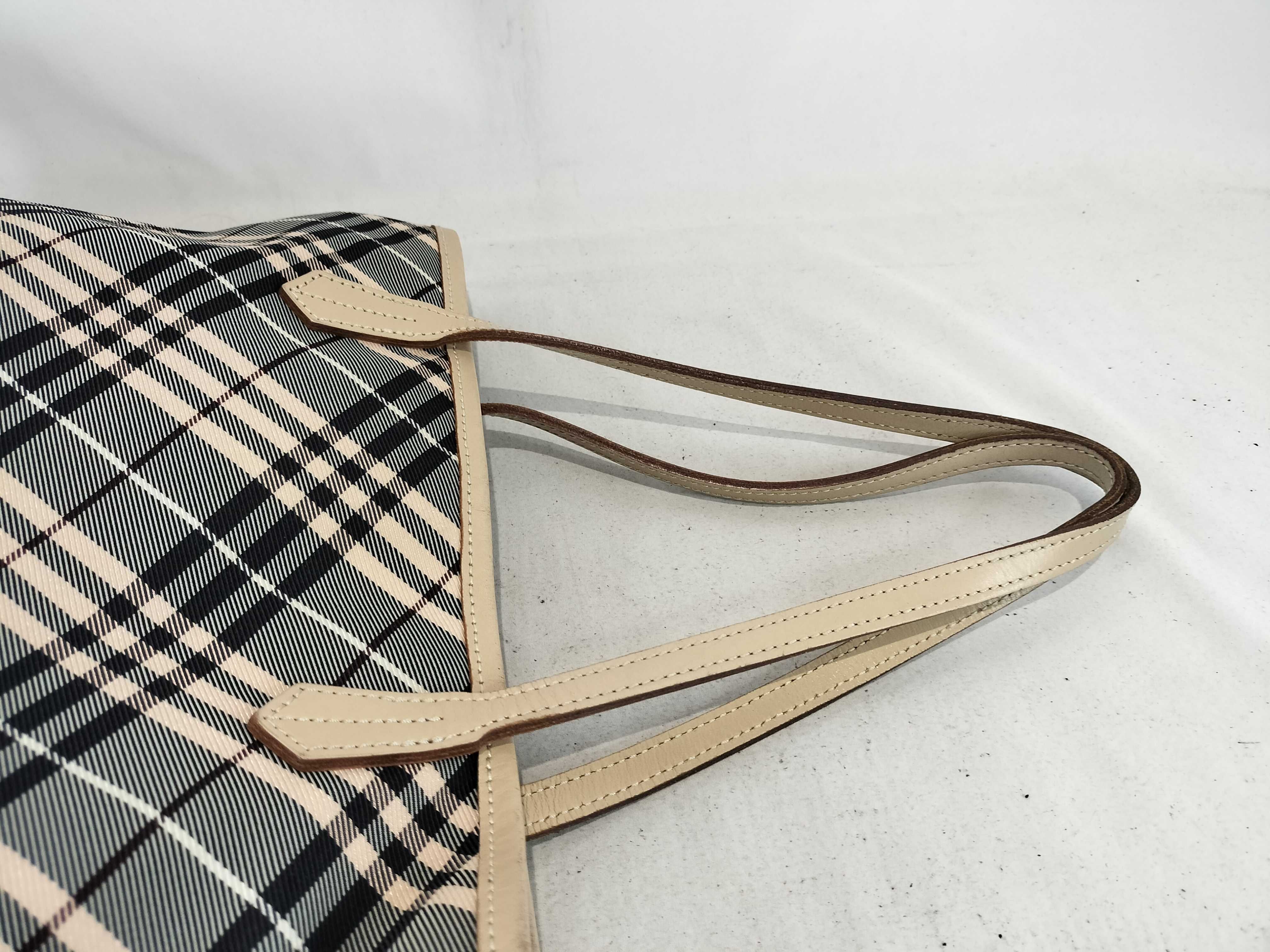 Blue Label Check x Leather Tote Handbag — view 3
