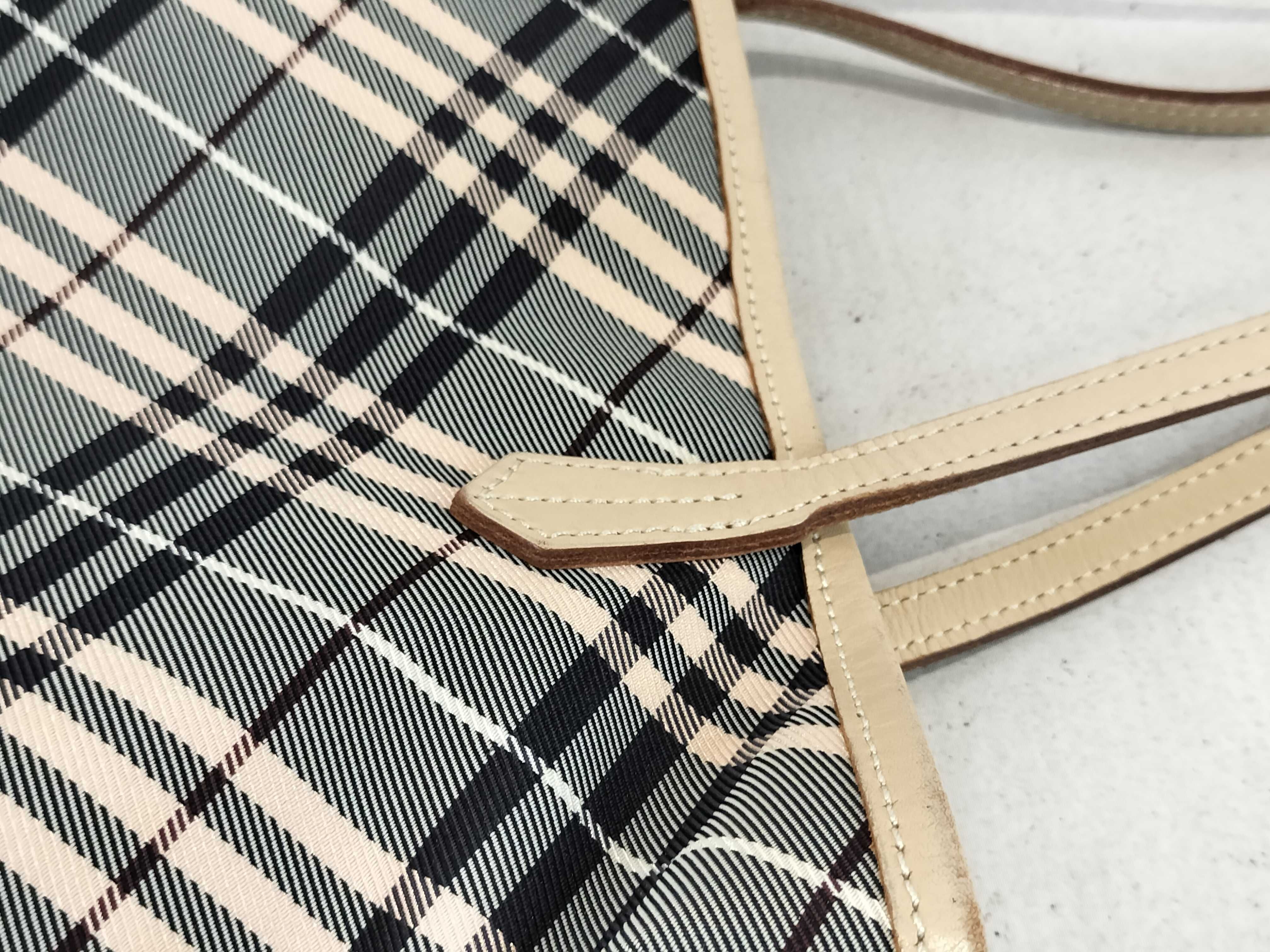Blue Label Check x Leather Tote Handbag — view 5