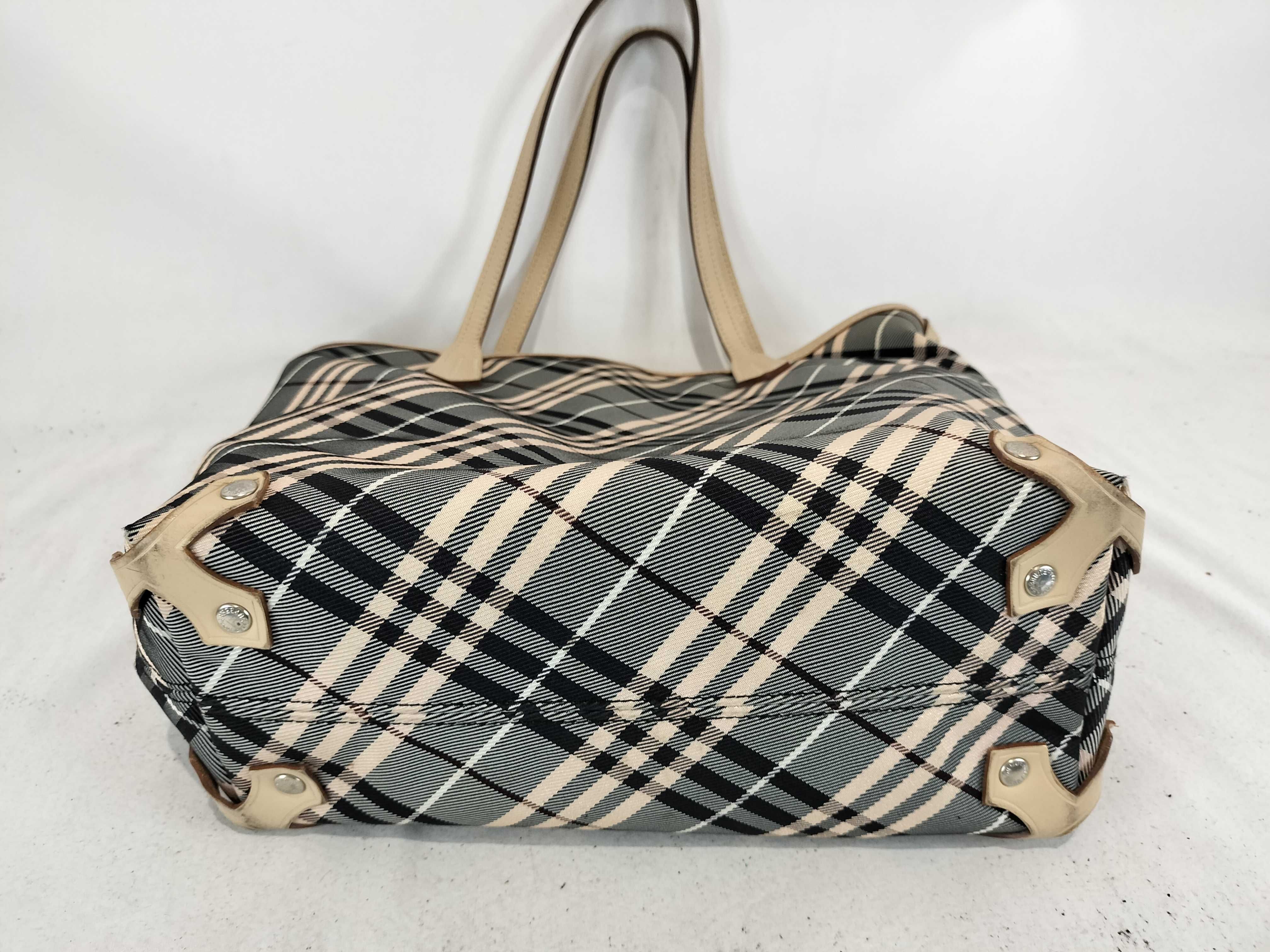 Blue Label Check x Leather Tote Handbag — view 7