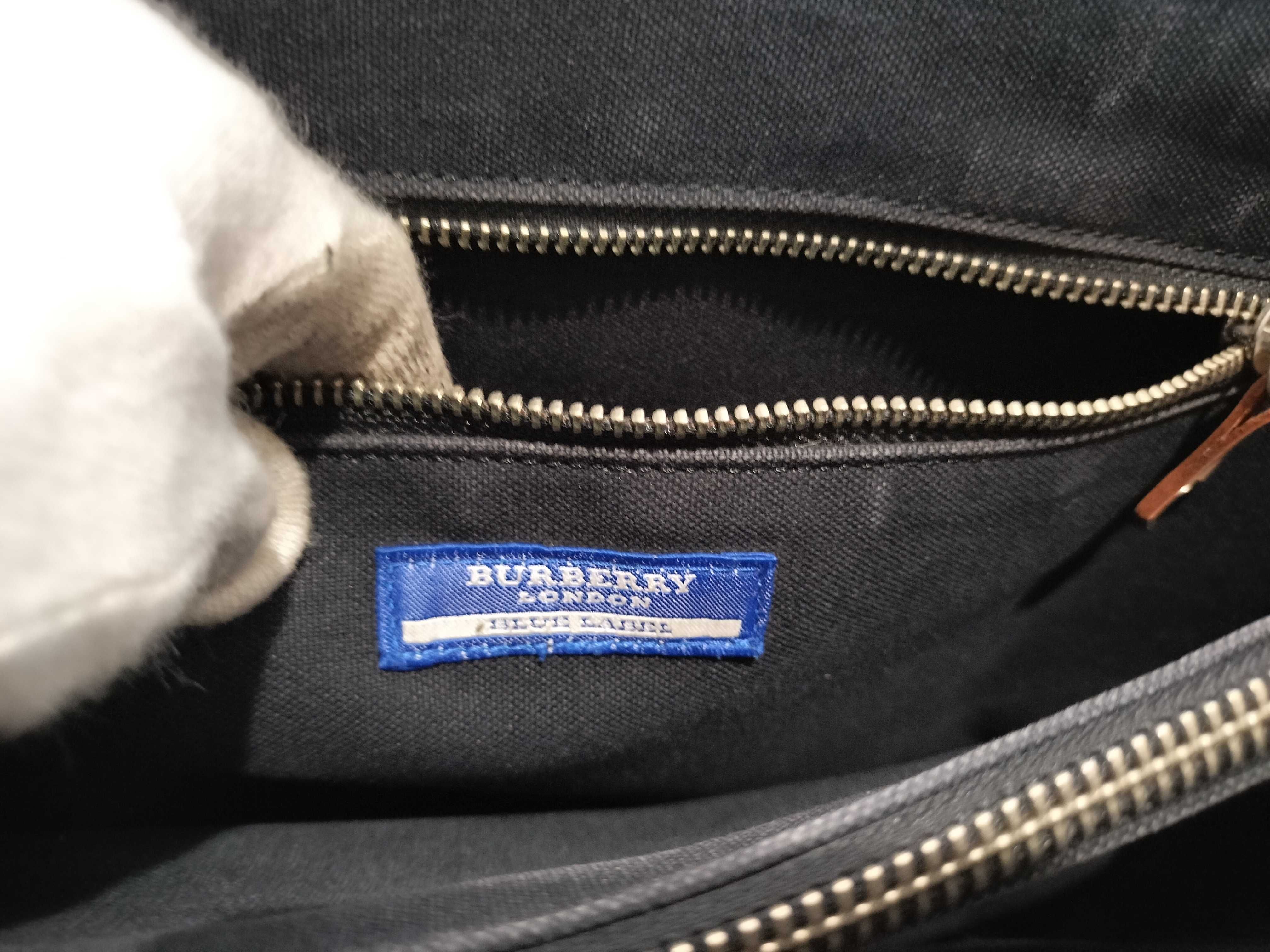 Blue Label Check x Leather Tote Handbag — view 10