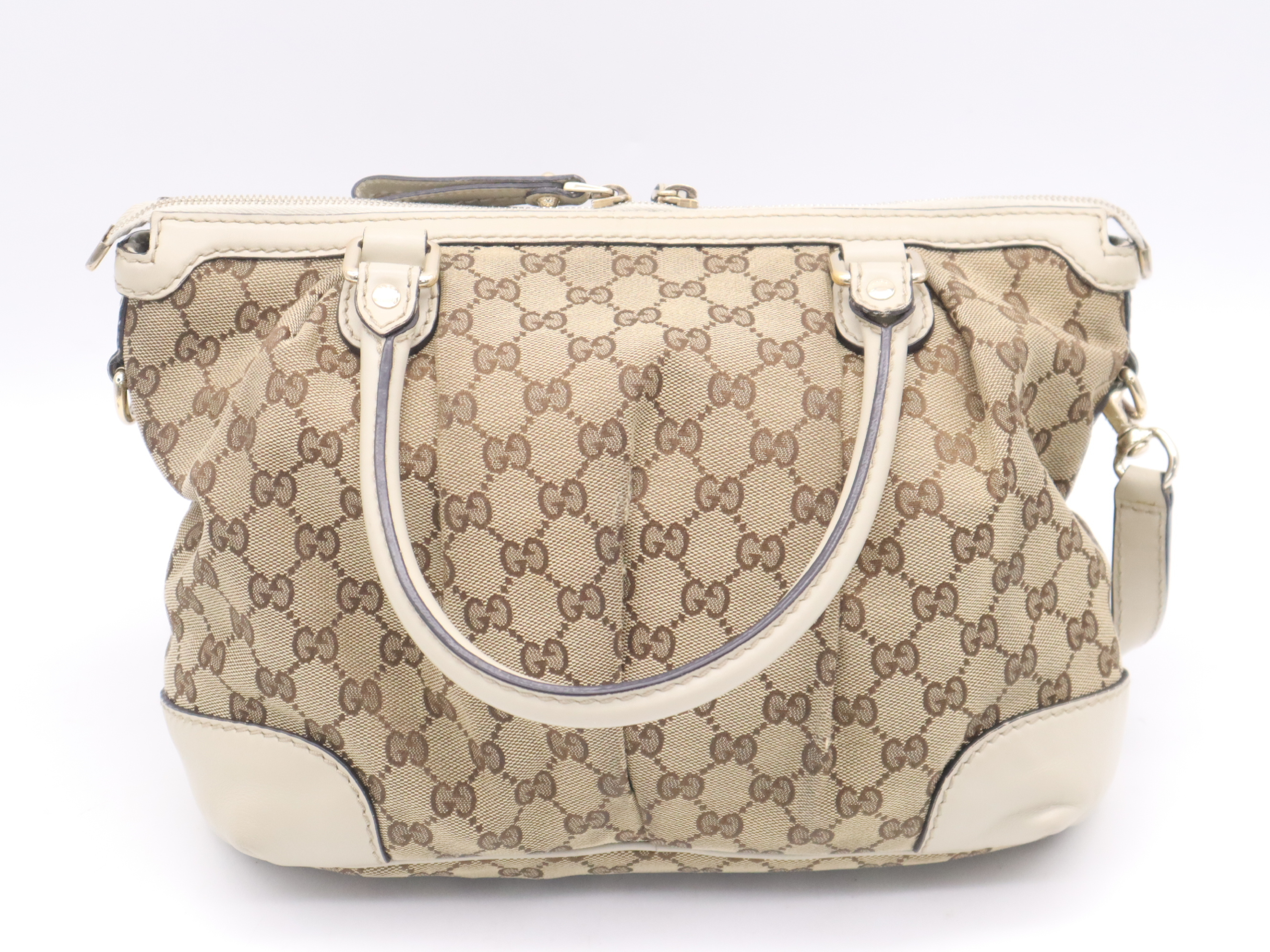 247902GG Canvas Sukey 2-Way Handbag with Shoulder Strap and Charm, Beige Handbag — view 2