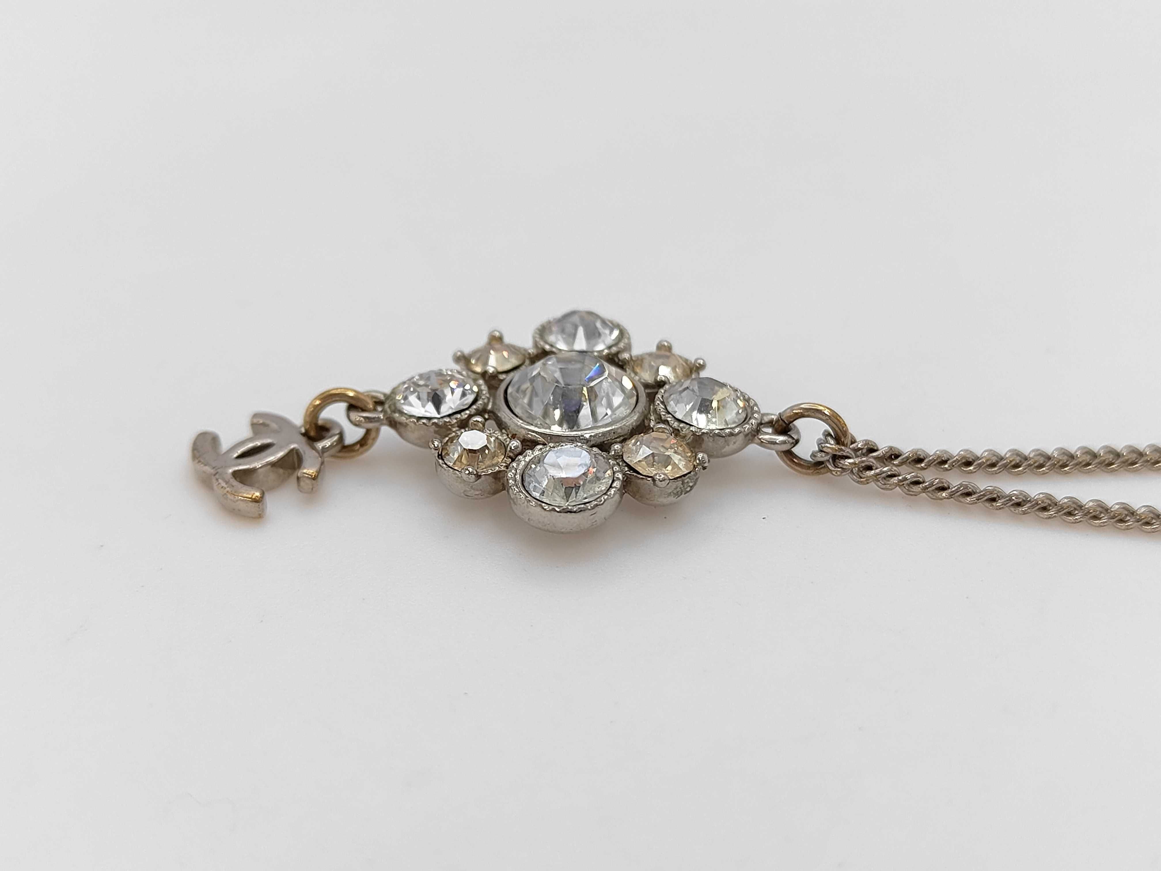15C Coco Mark Rhinestone Necklace Silver Chain Approx. 48cm Necklace — view 2