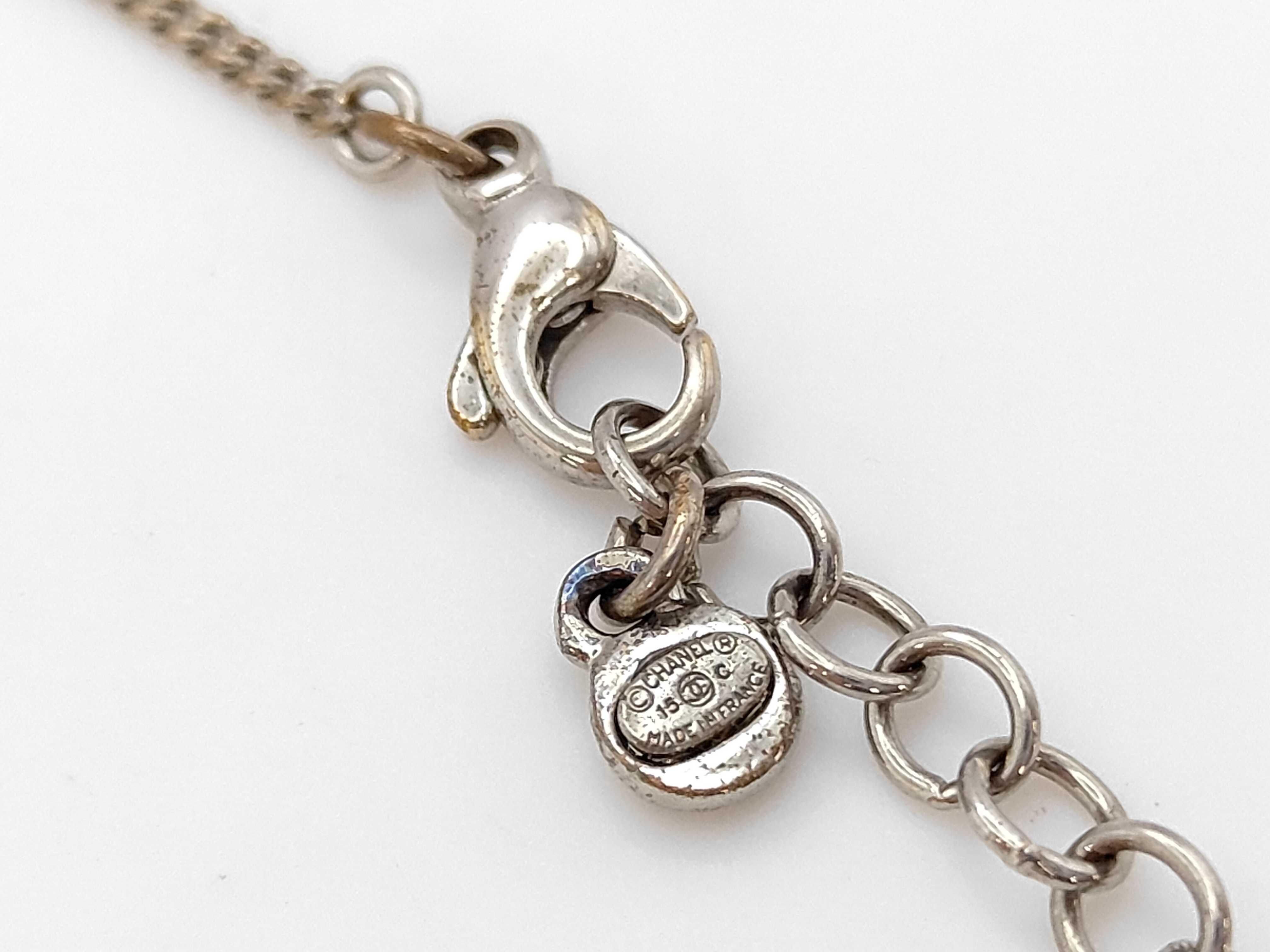 15C Coco Mark Rhinestone Necklace Silver Chain Approx. 48cm Necklace — view 3