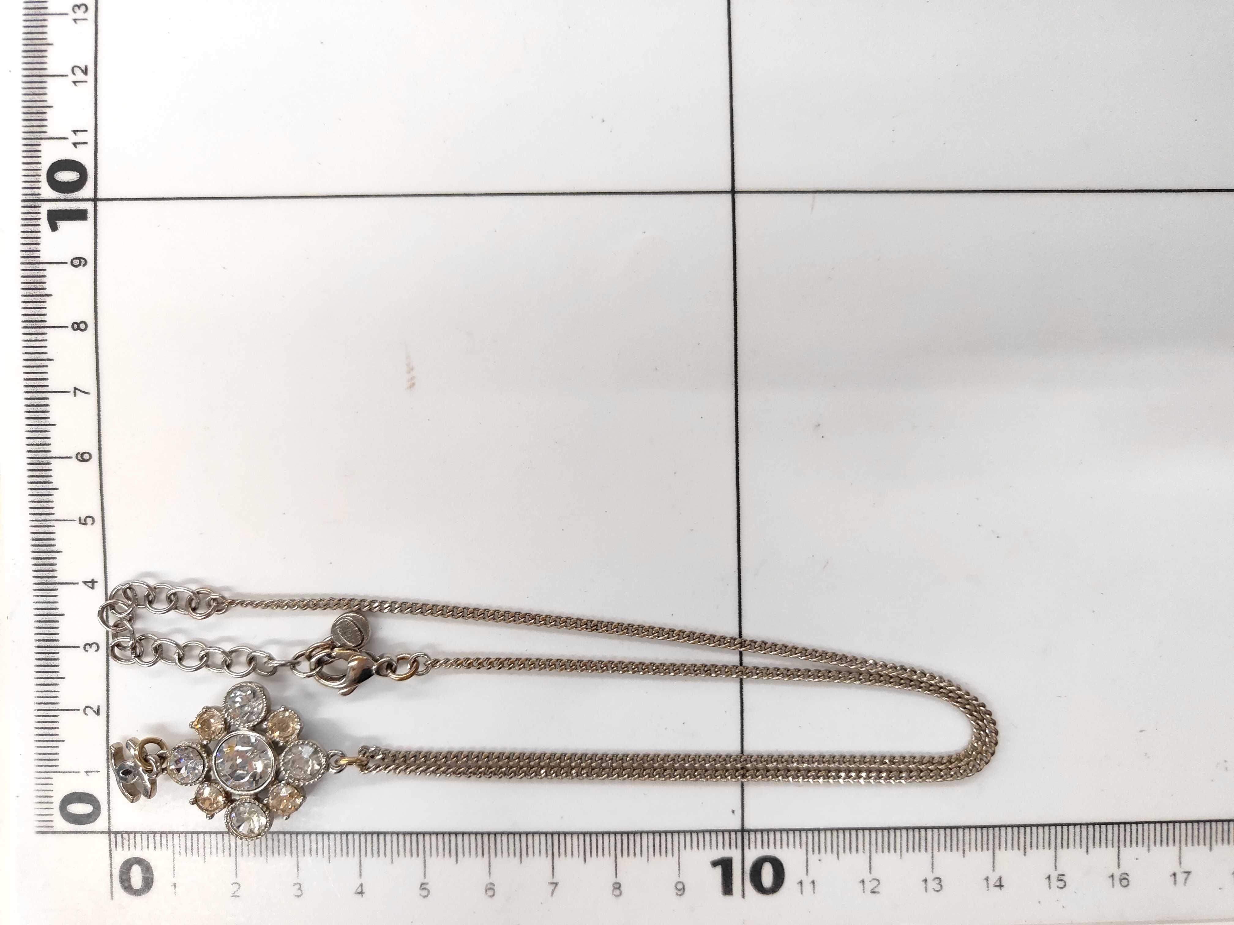 15C Coco Mark Rhinestone Necklace Silver Chain Approx. 48cm Necklace — view 5