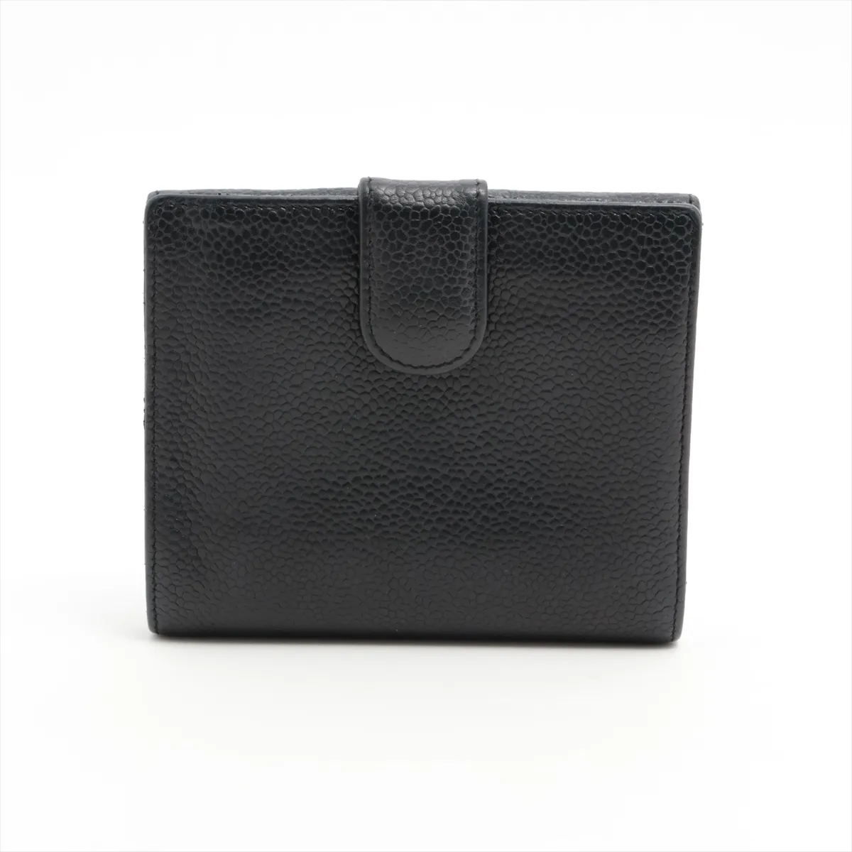 Coco Mark Caviar Skin Compact Wallet, Black with Gold Hardware, 10566906 — view 2