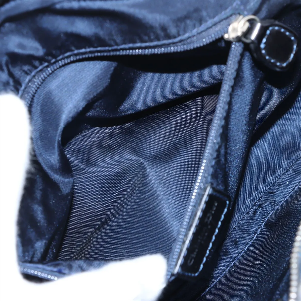 Double Saddle Denim x Patent Leather Handbag Blue — view 8