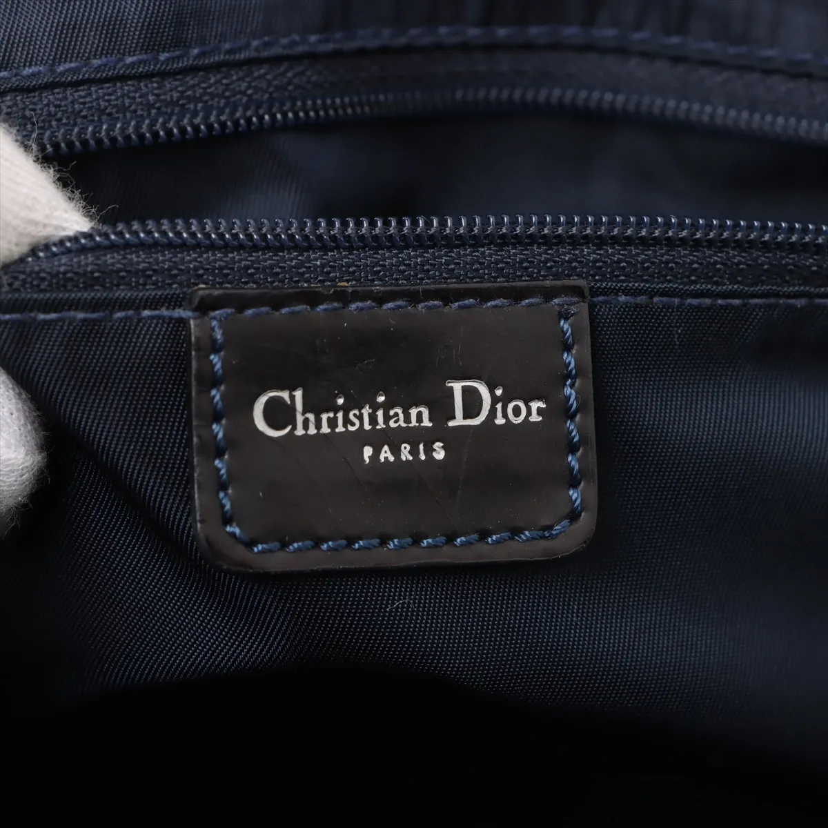 Double Saddle Denim x Patent Leather Handbag Blue — view 10