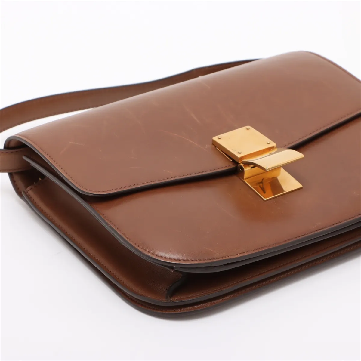 Classic Box Leather Shoulder Bag Brown — view 4