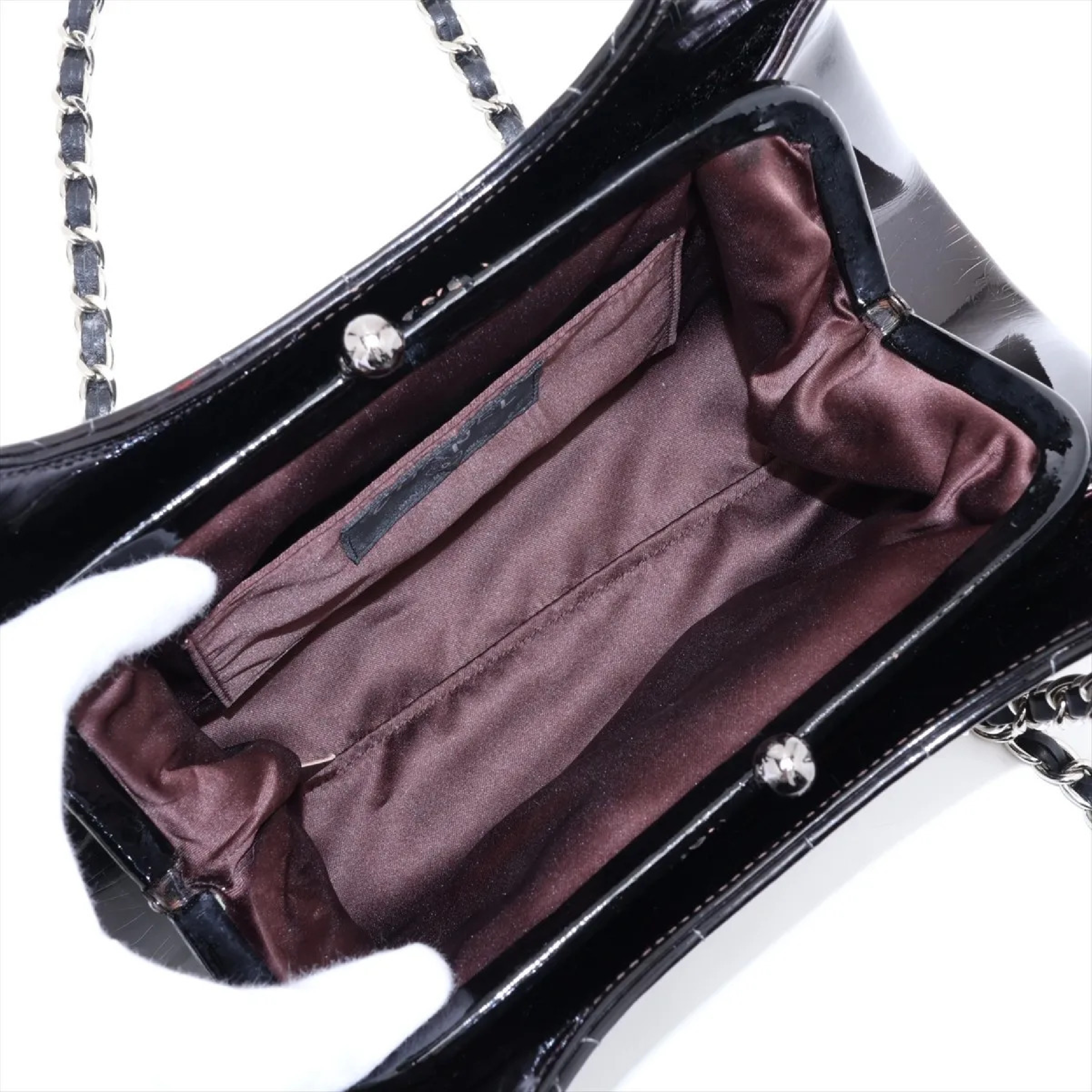 Chocolate Bar Patent Leather Chain Shoulder Bag (Serial Number 6) — view 6