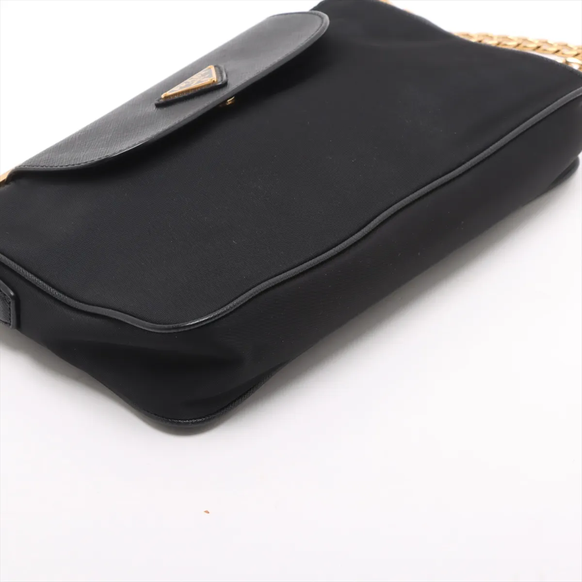 Saffiano x Tessuto Nylon x Leather Chain Shoulder Bag Black 1BH085 Bearer Guarantee — view 4