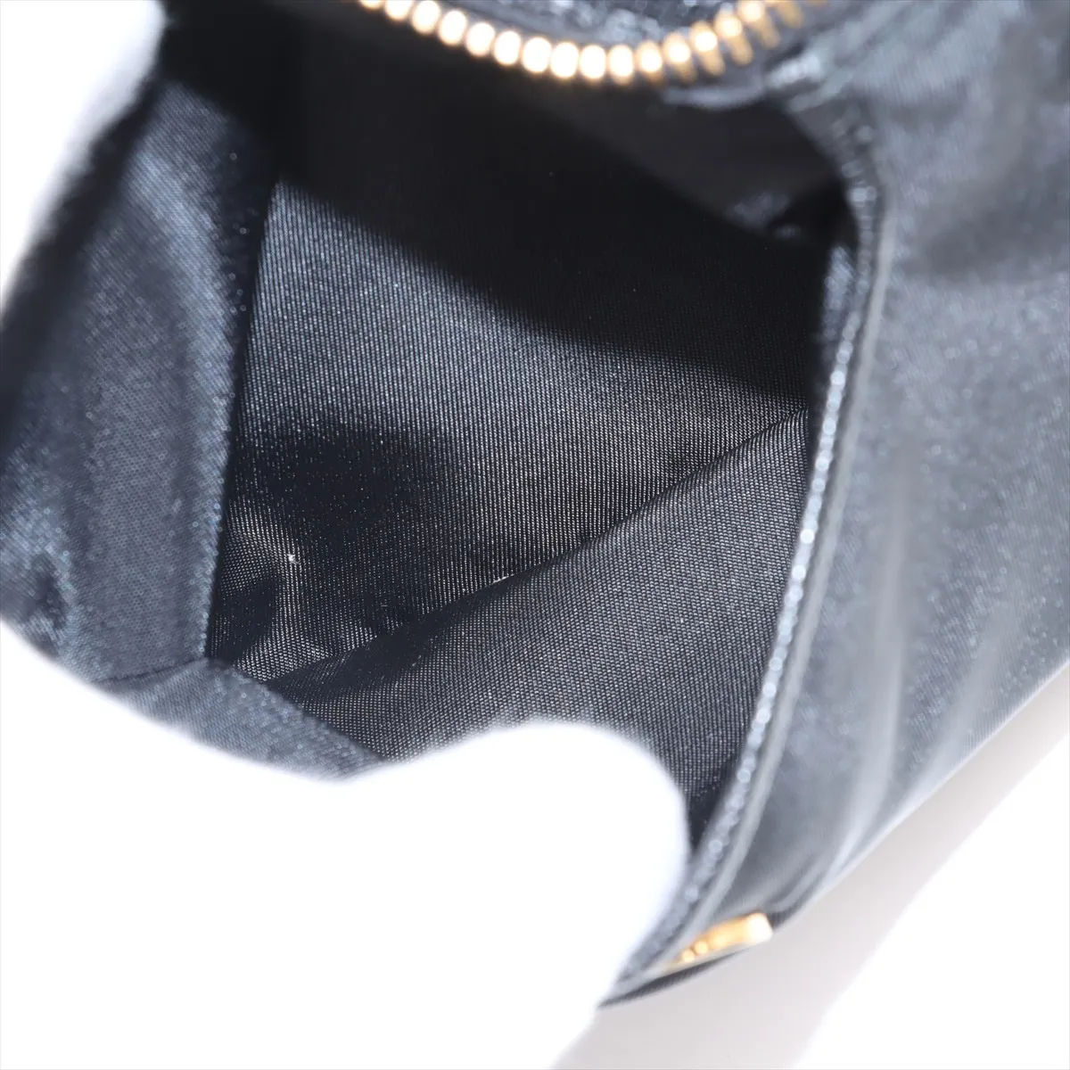 Saffiano x Tessuto Nylon x Leather Chain Shoulder Bag Black 1BH085 Bearer Guarantee — view 9