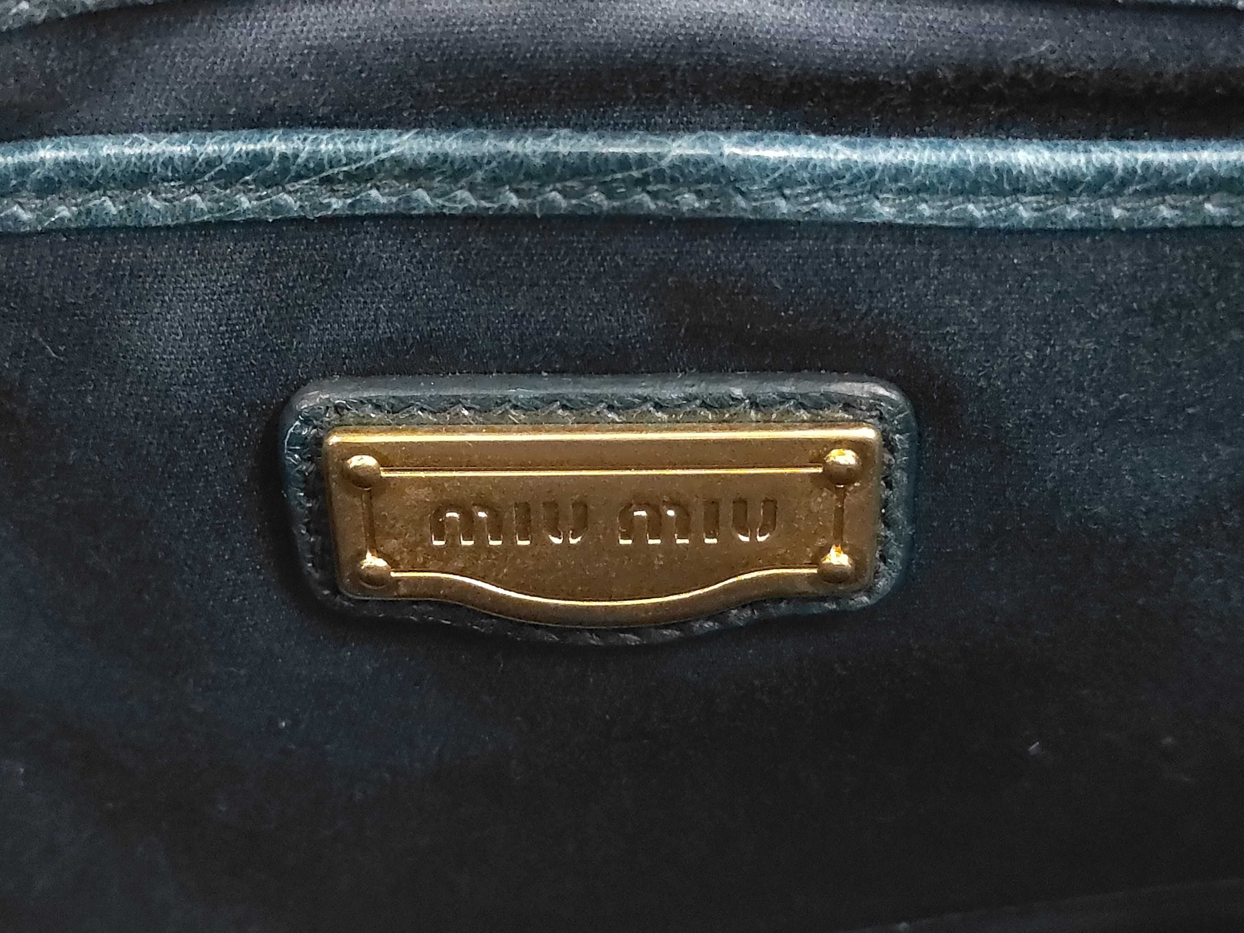 Vitello Luxe 2-Way Blue-Green Handbag with Shoulder Strap — view 10