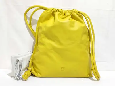 Yago Leather Backpack/Rucksack, Yellow