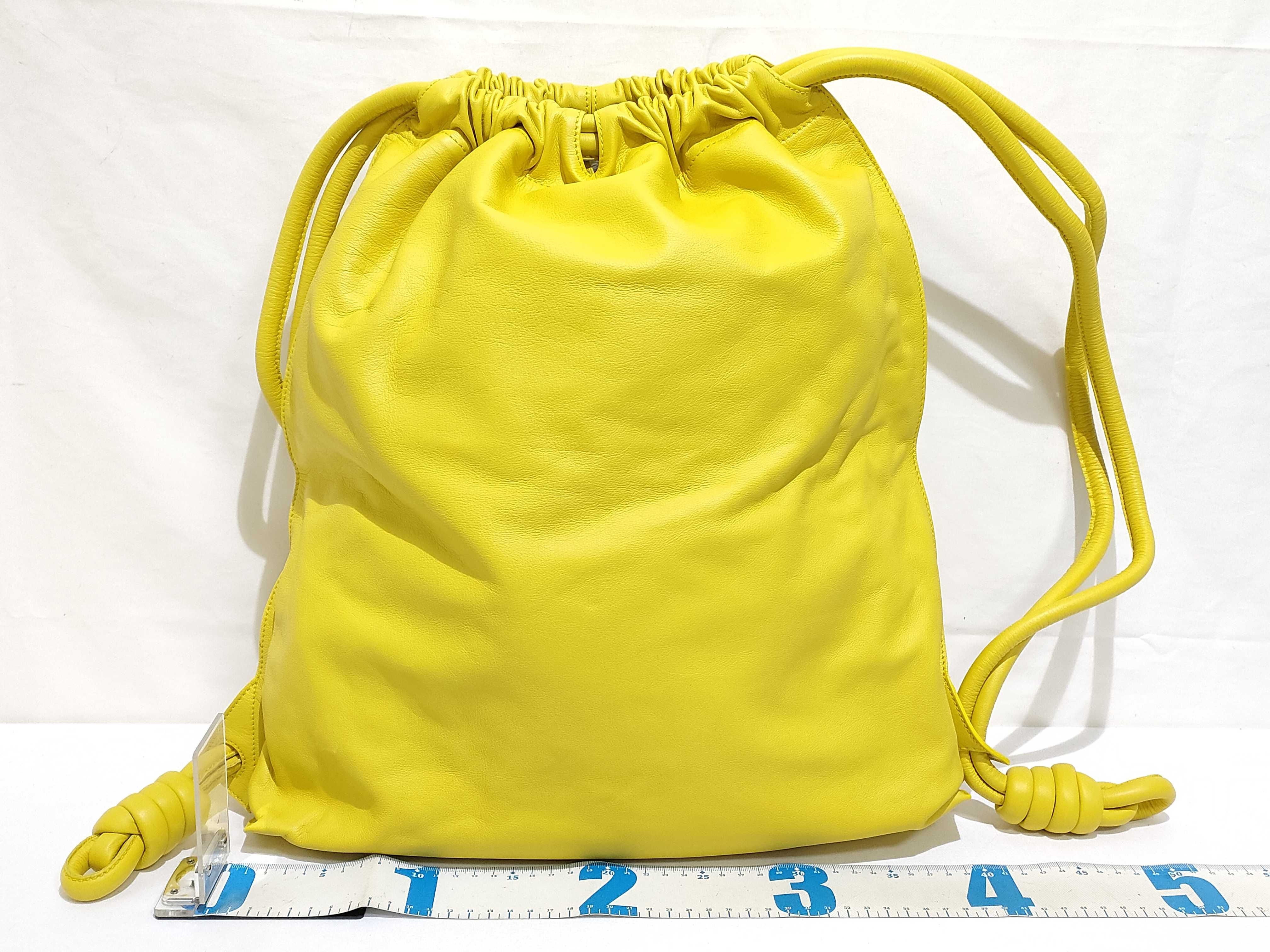 Yago Leather Backpack/Rucksack, Yellow — view 2