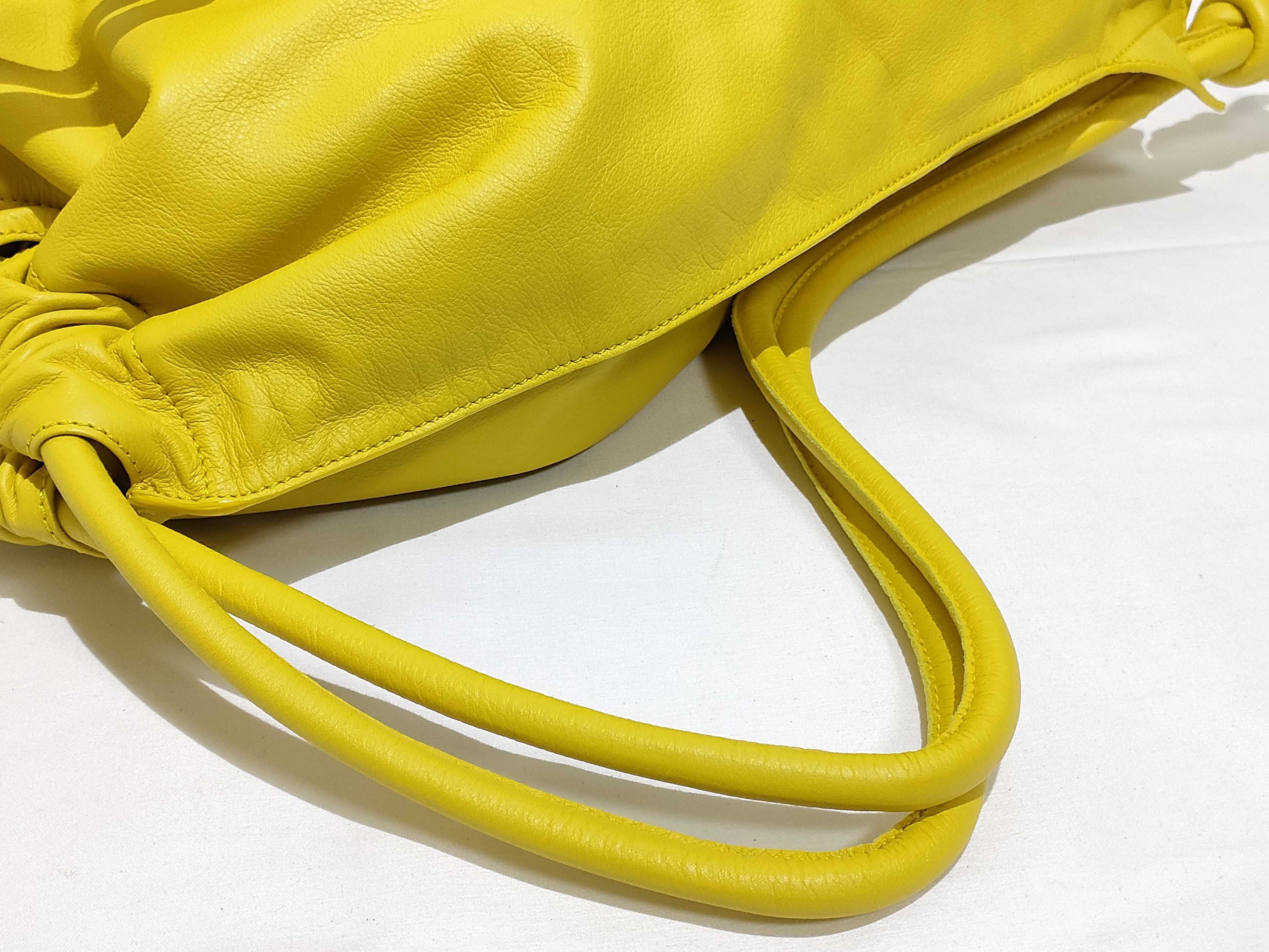 Yago Leather Backpack/Rucksack, Yellow — view 3