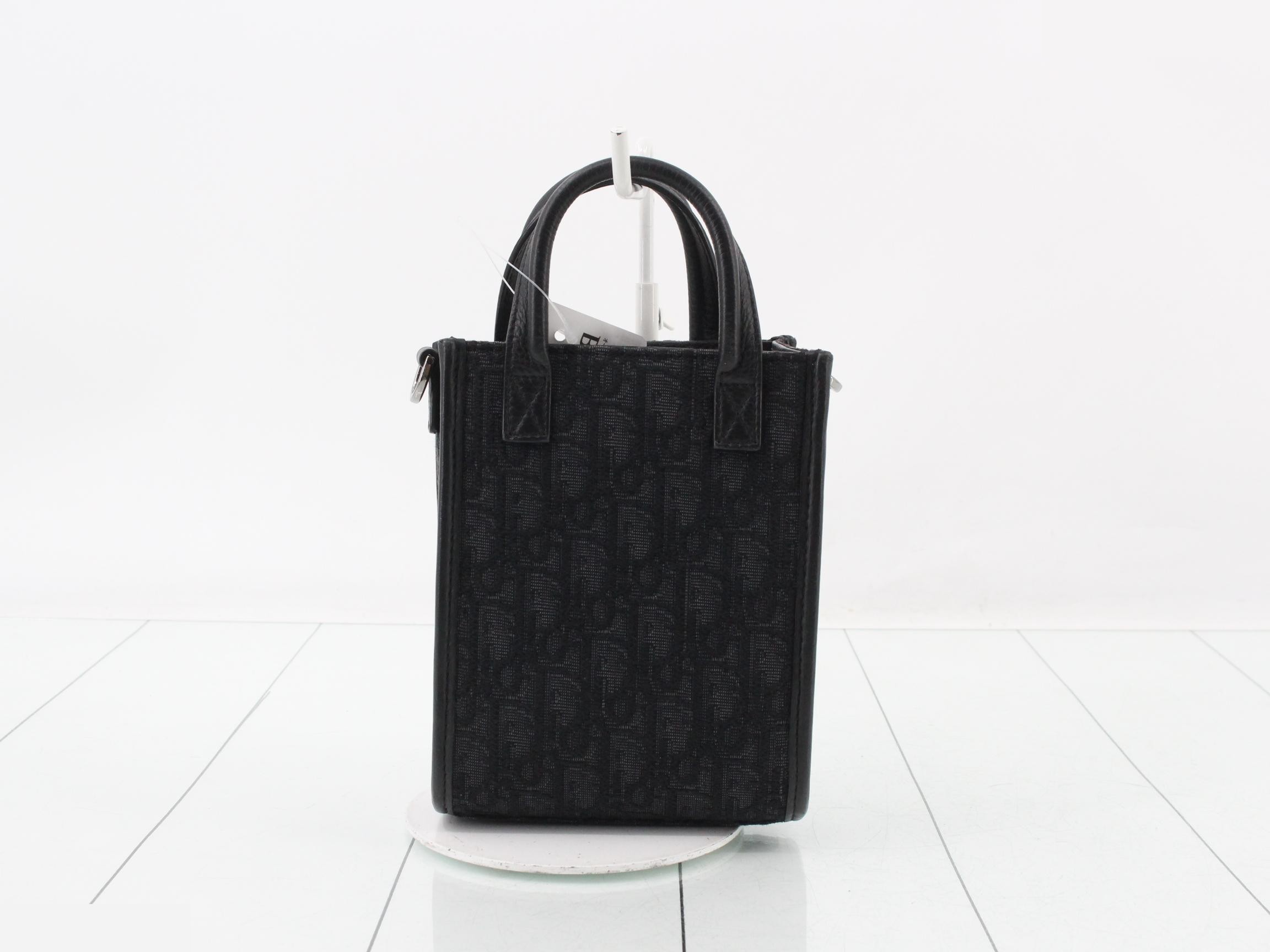 Oblique Safari Mini Tote 2-Way North South Jacquard Black W14 — view 2