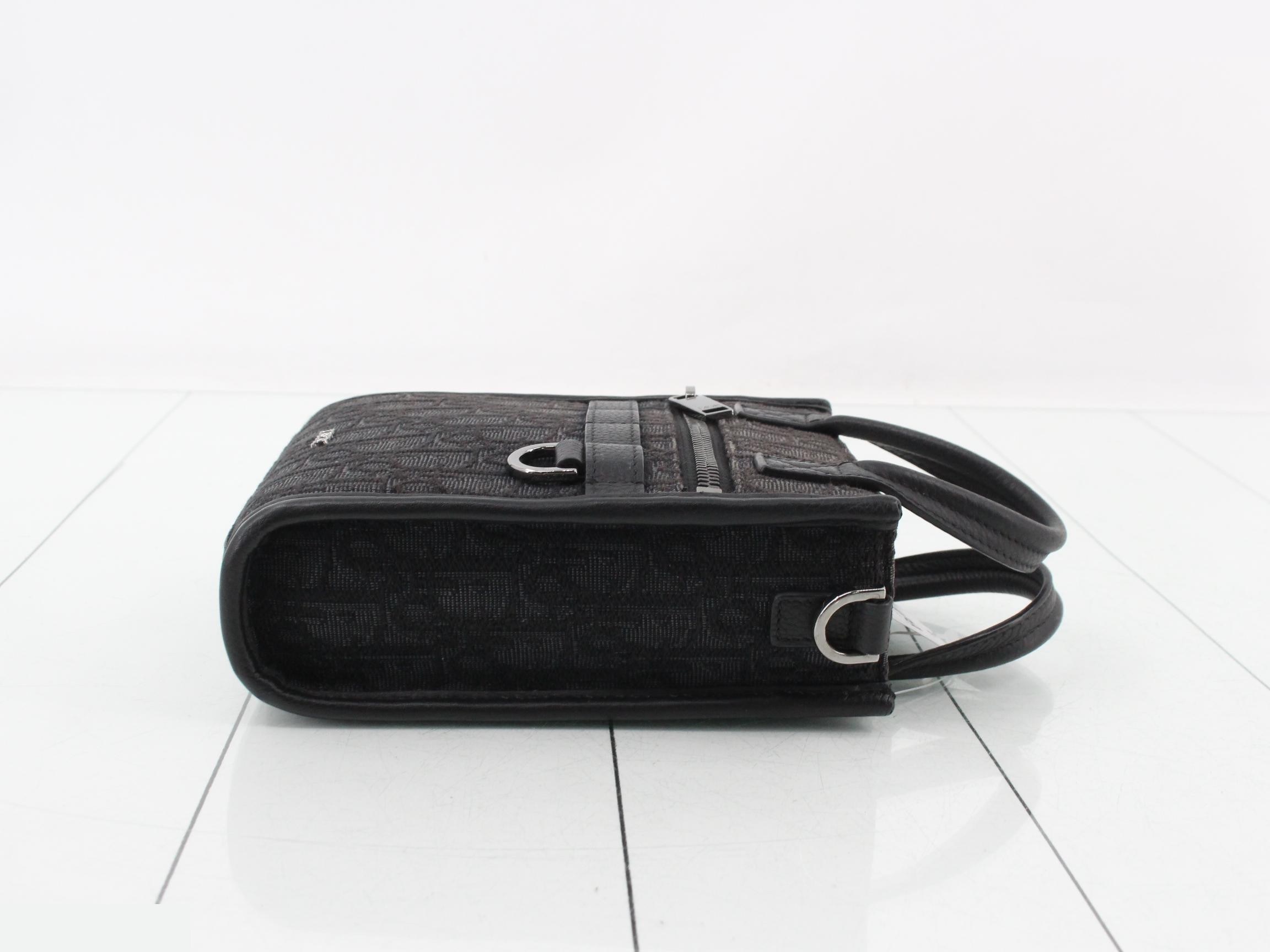 Oblique Safari Mini Tote 2-Way North South Jacquard Black W14 — view 3