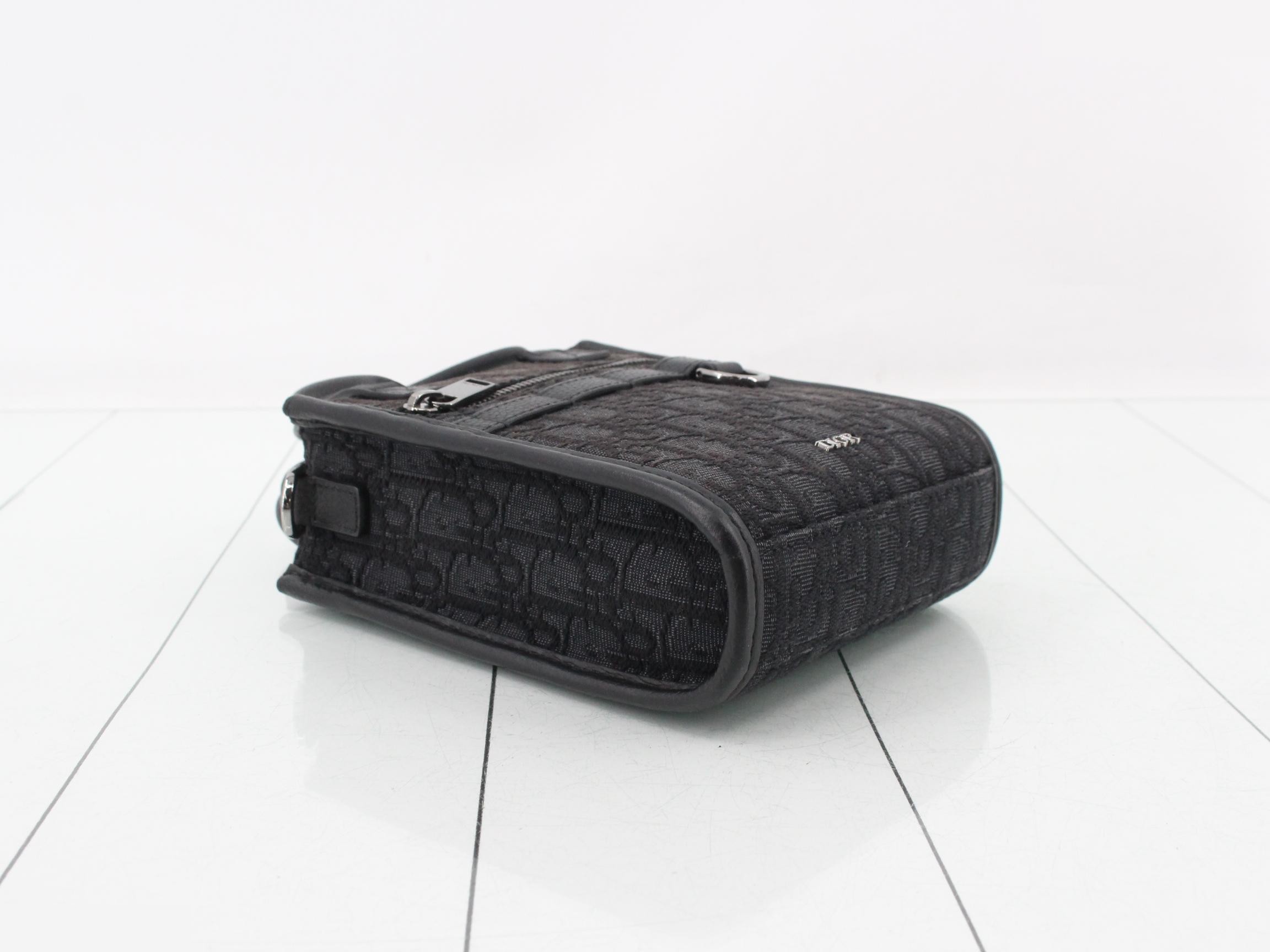 Oblique Safari Mini Tote 2-Way North South Jacquard Black W14 — view 5