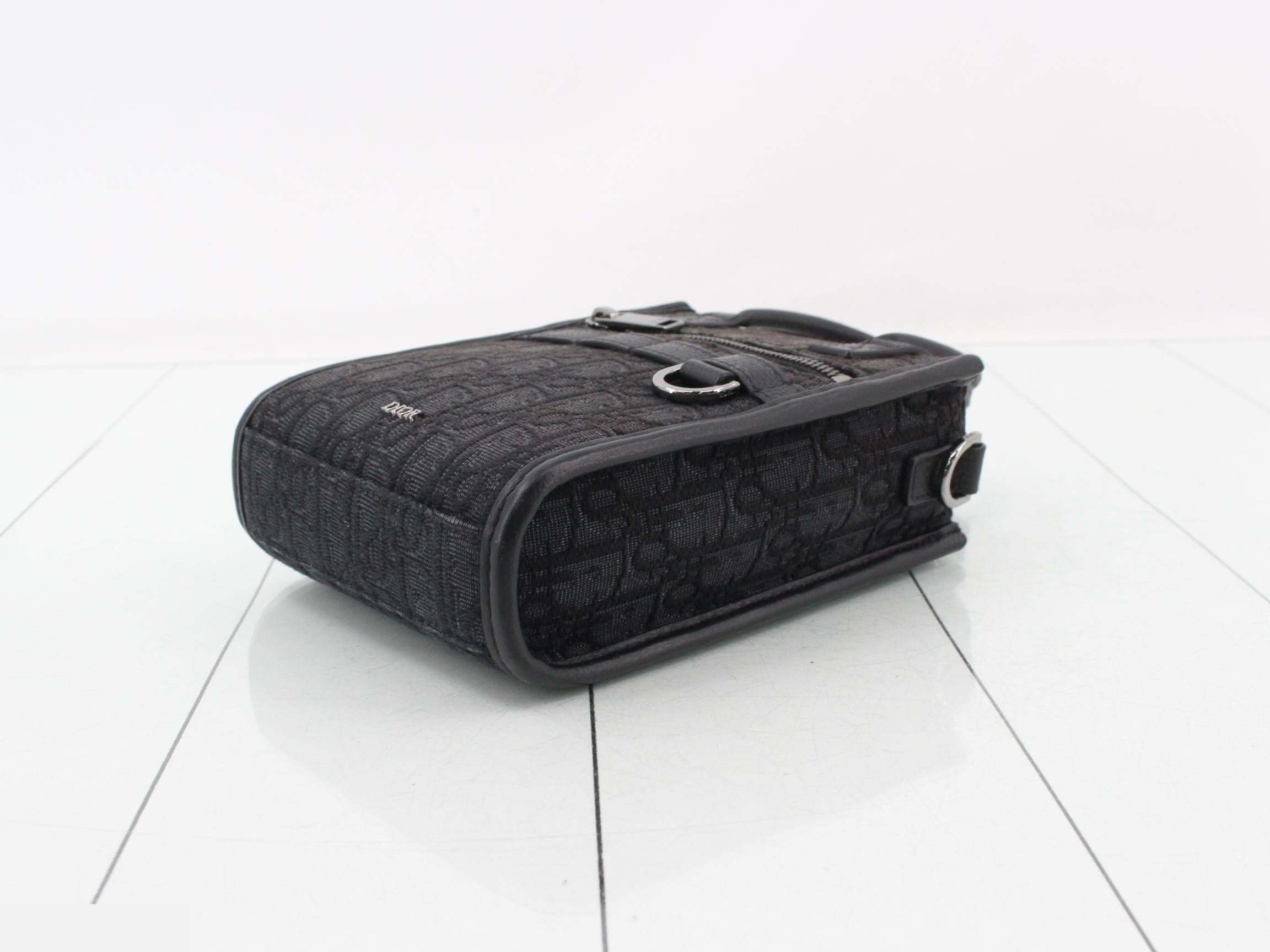 Oblique Safari Mini Tote 2-Way North South Jacquard Black W14 — view 6