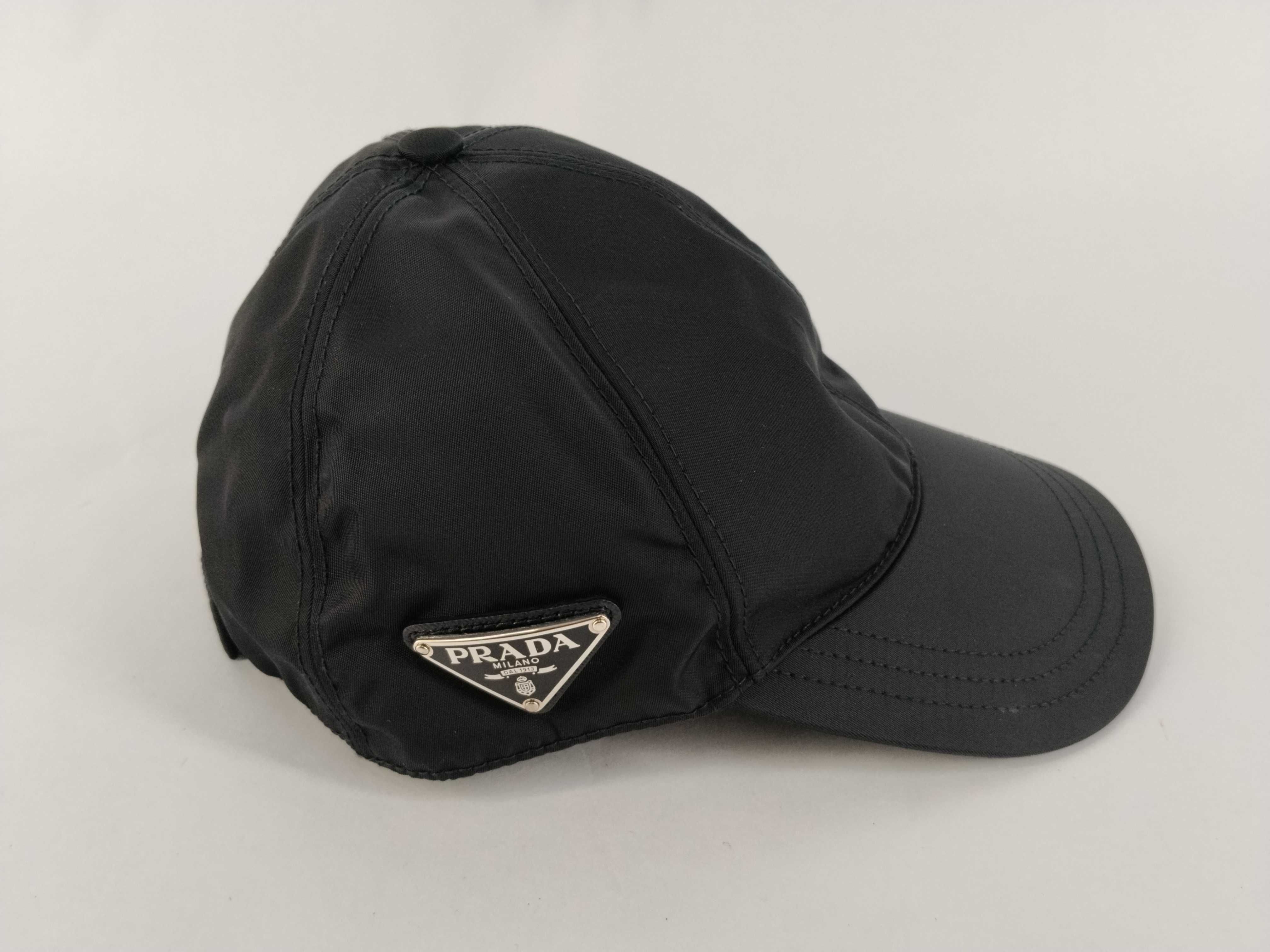 Nylon Baseball Cap with Triangle Plate Logo, Black, Other Accessories — view 4