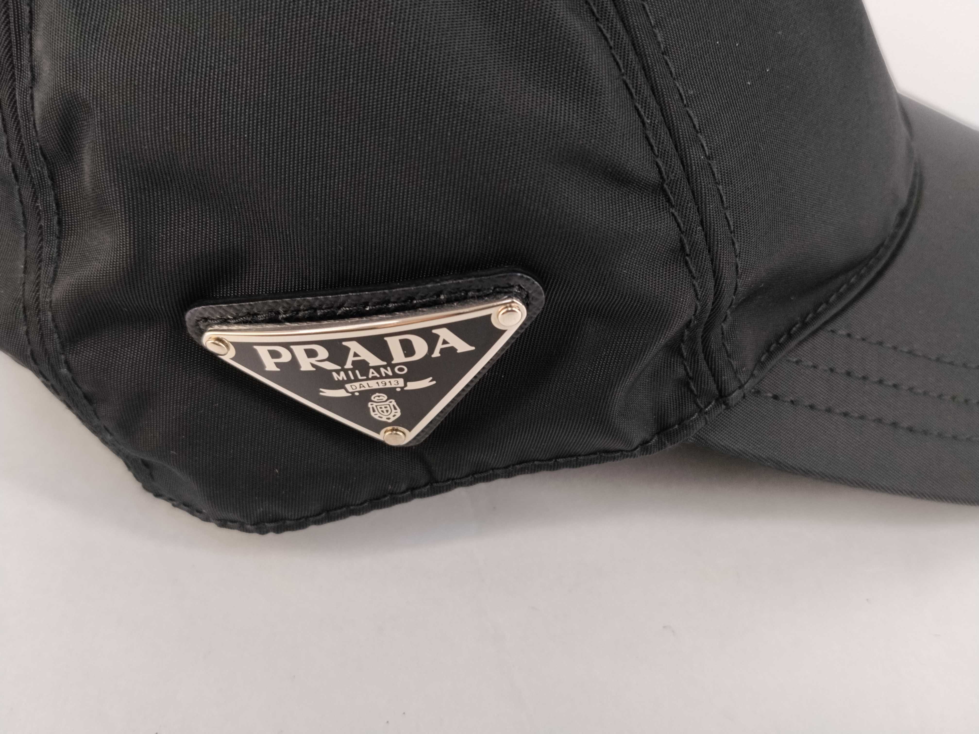 Nylon Baseball Cap with Triangle Plate Logo, Black, Other Accessories — view 5