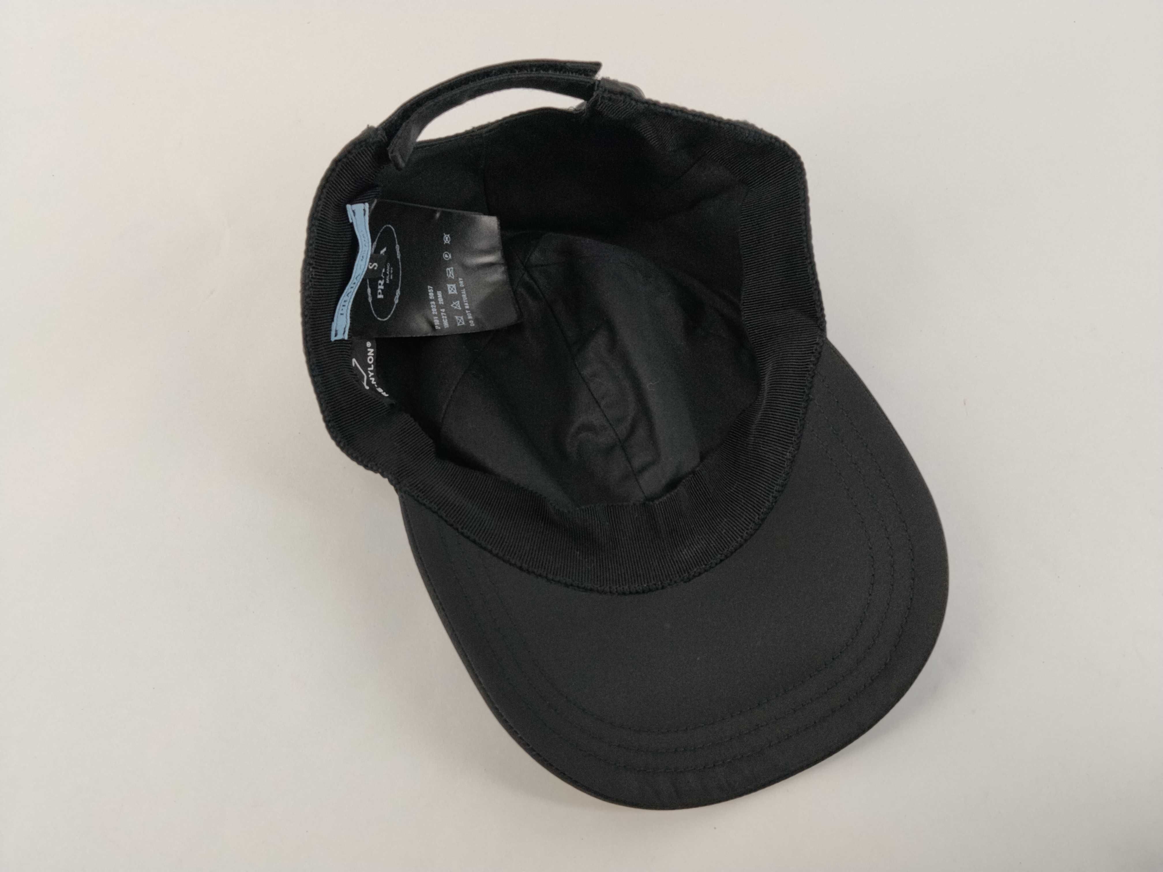 Nylon Baseball Cap with Triangle Plate Logo, Black, Other Accessories — view 6