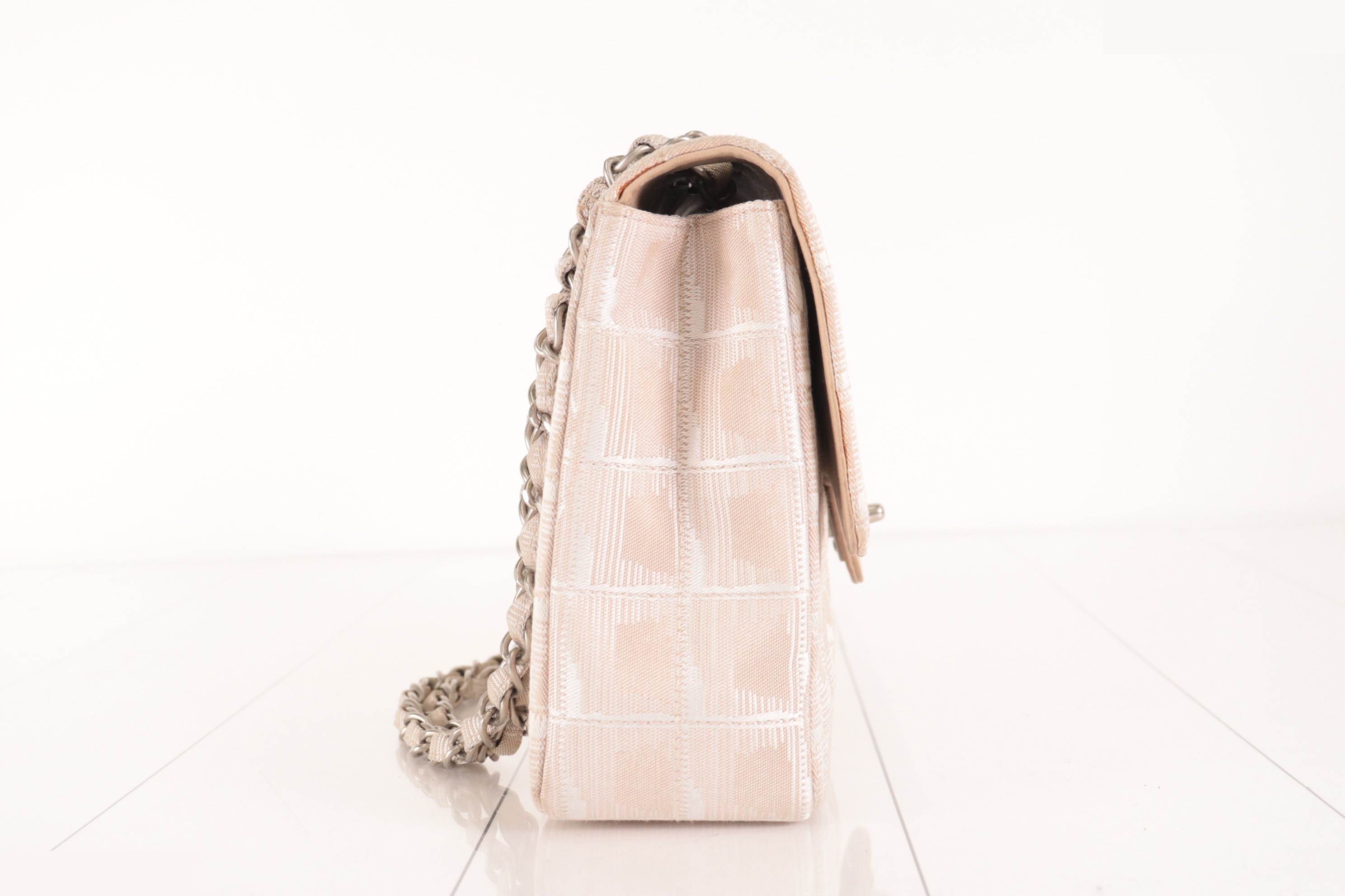 New Travel Chain Shoulder Bag, Silver Hardware, Beige, Series 6 — view 4