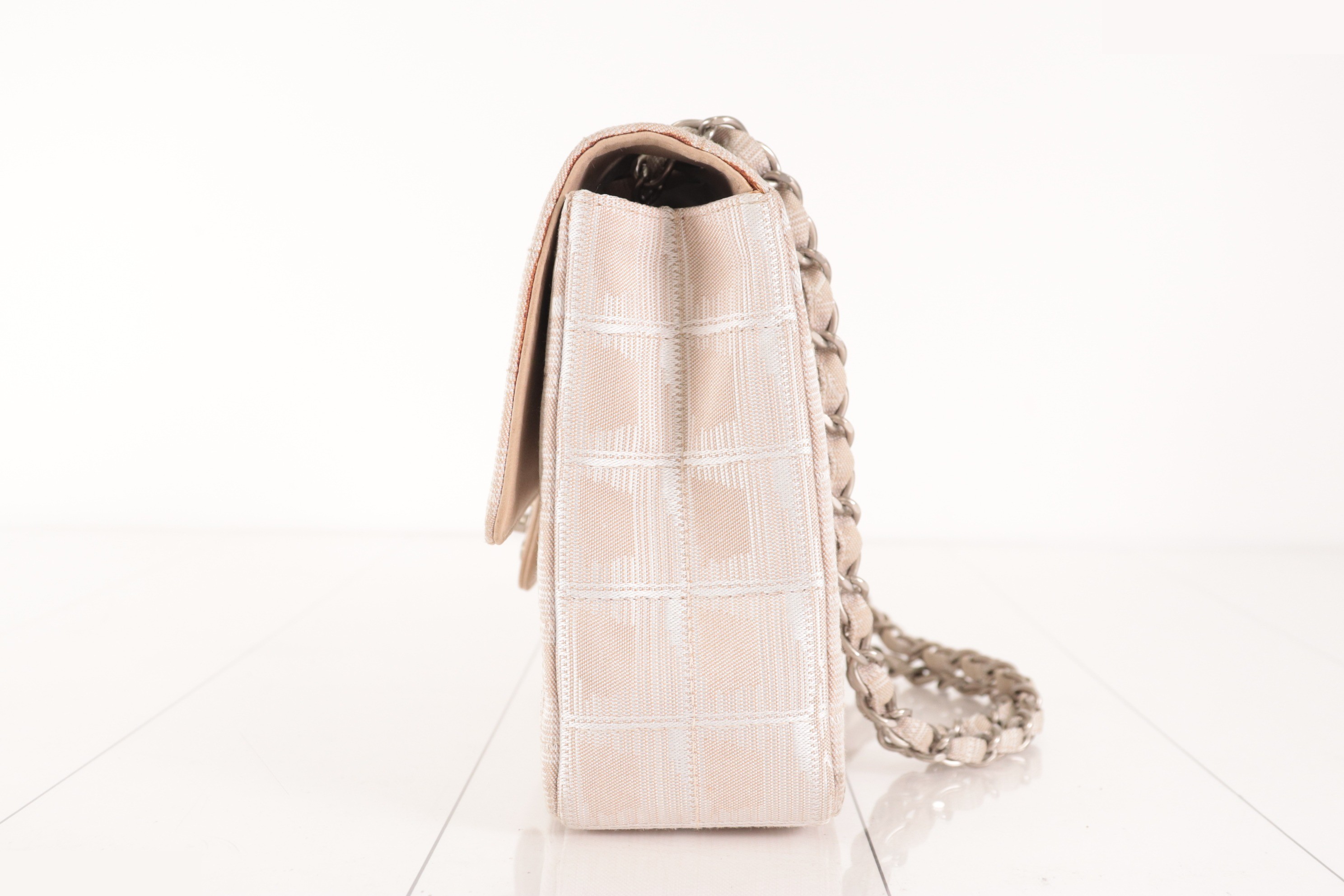 New Travel Chain Shoulder Bag, Silver Hardware, Beige, Series 6 — view 5