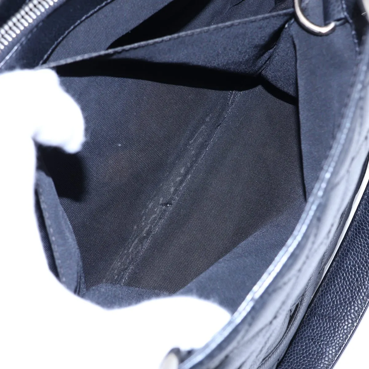 GST Caviar Skin Chain Tote Bag, Black with Silver Hardware, 12825624, Series 12 — view 8
