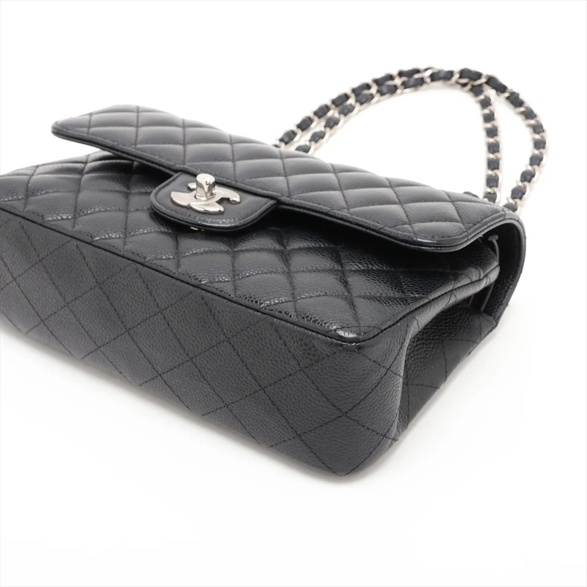 [Individually packaged] Chanel Matelassé 23 Small Caviar Skin Double Flap Double Chain Bag, Black with Silver Hardware, 30455546, Serial Number in the 30s, A01113 — view 3