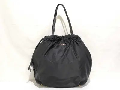 Nylon Prada Tessuto x Leather Tote Bag Black BN1758 Tote Bag
