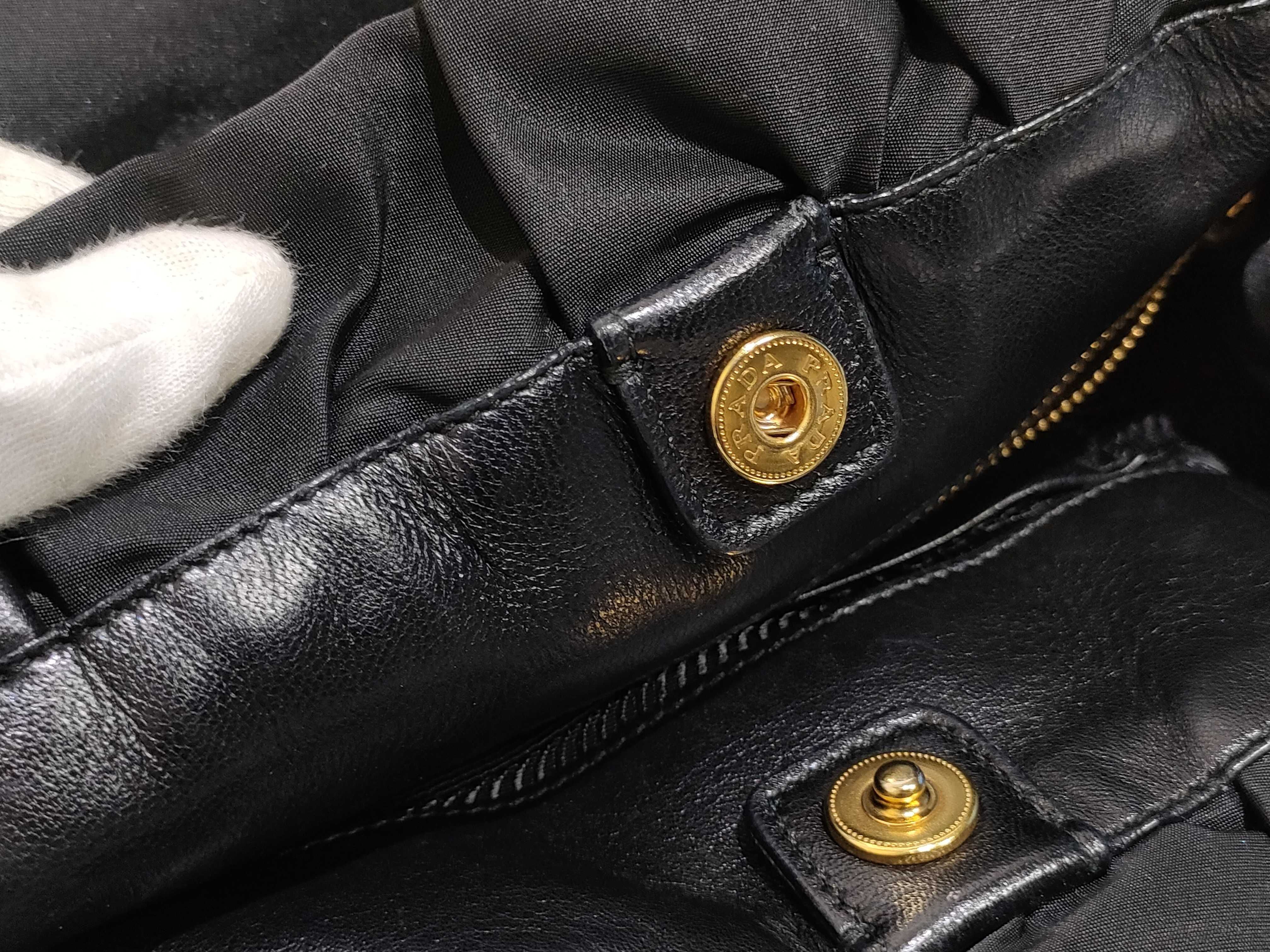 Nylon Prada Tessuto x Leather Tote Bag Black BN1758 Tote Bag — view 12