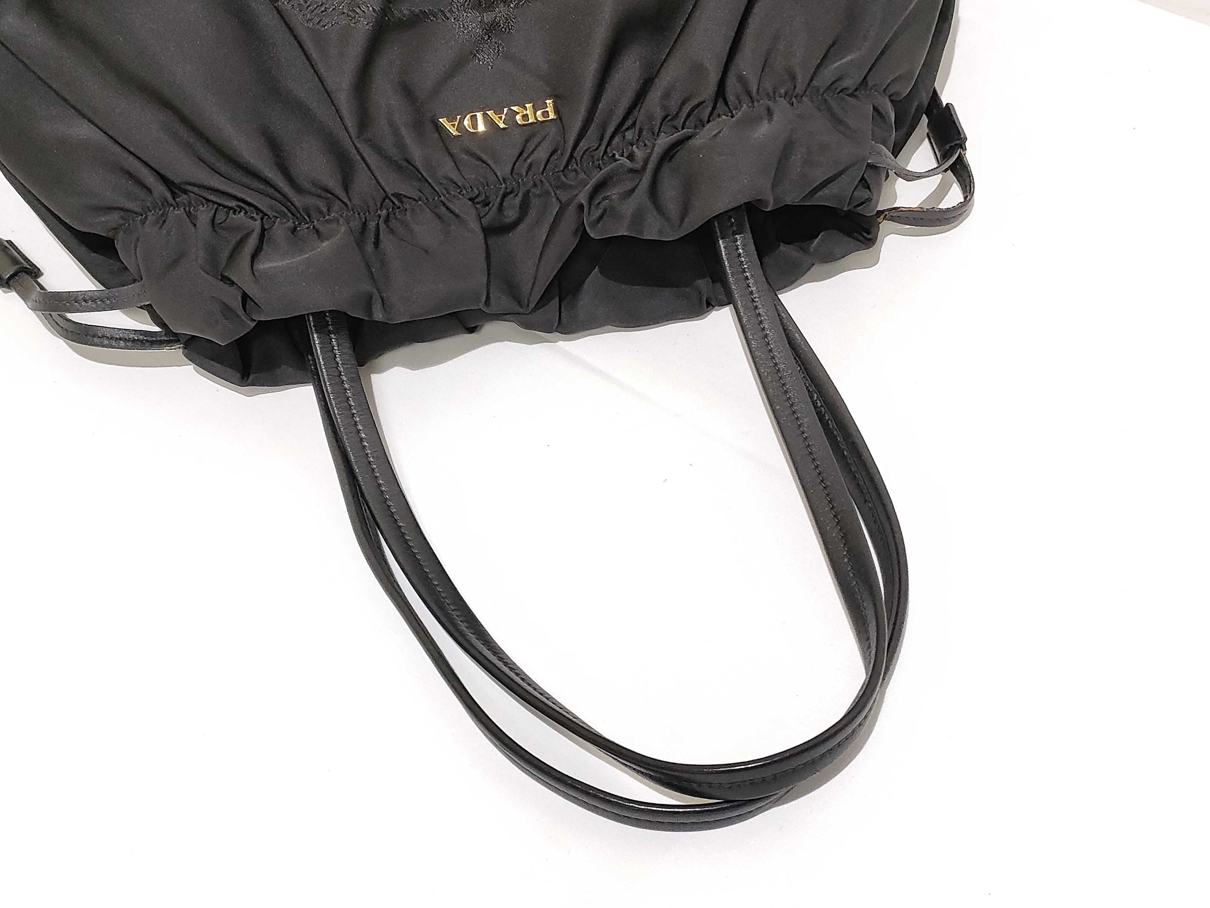 Nylon Prada Tessuto x Leather Tote Bag Black BN1758 Tote Bag — view 3