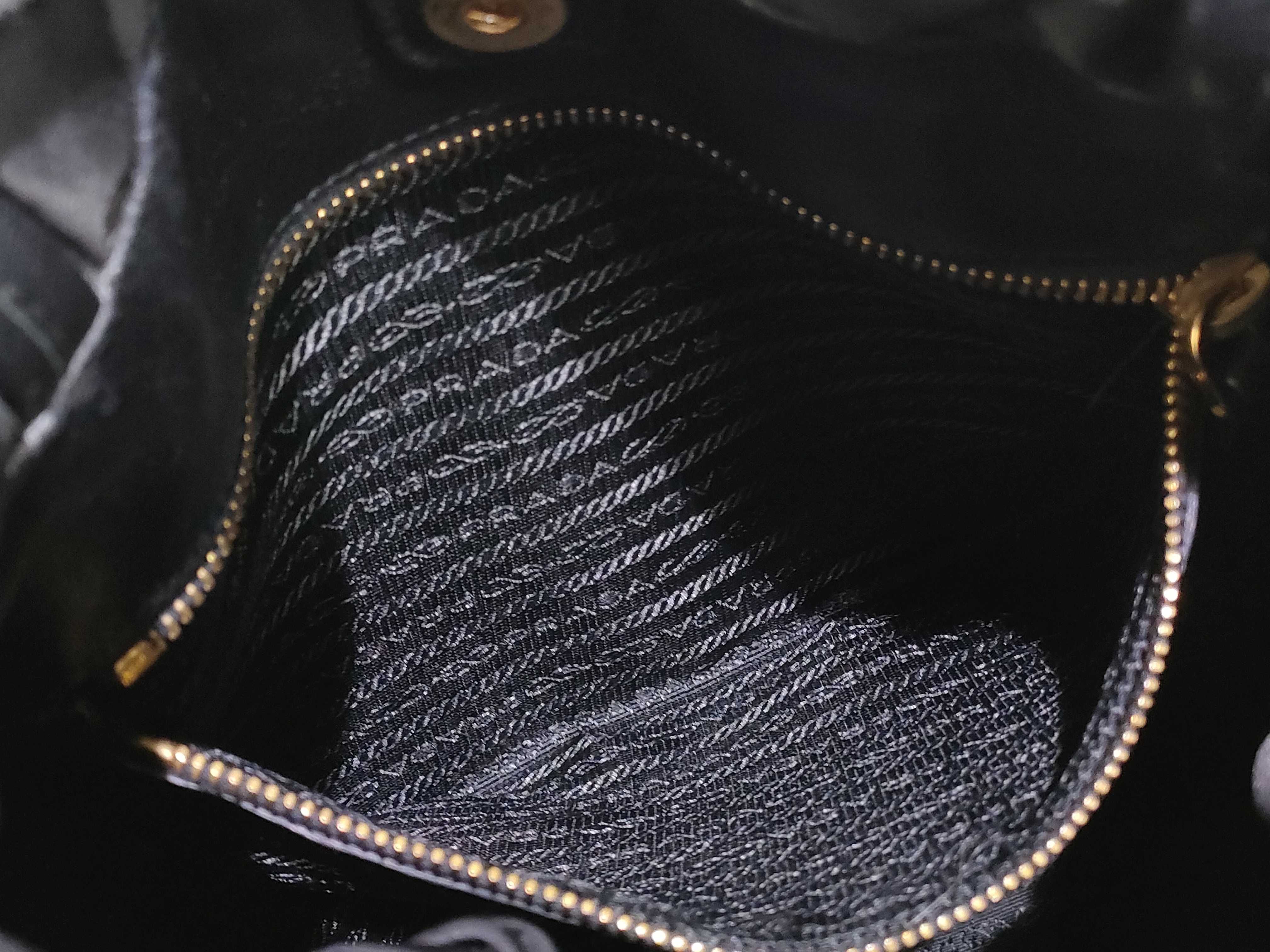 Nylon Prada Tessuto x Leather Tote Bag Black BN1758 Tote Bag — view 7