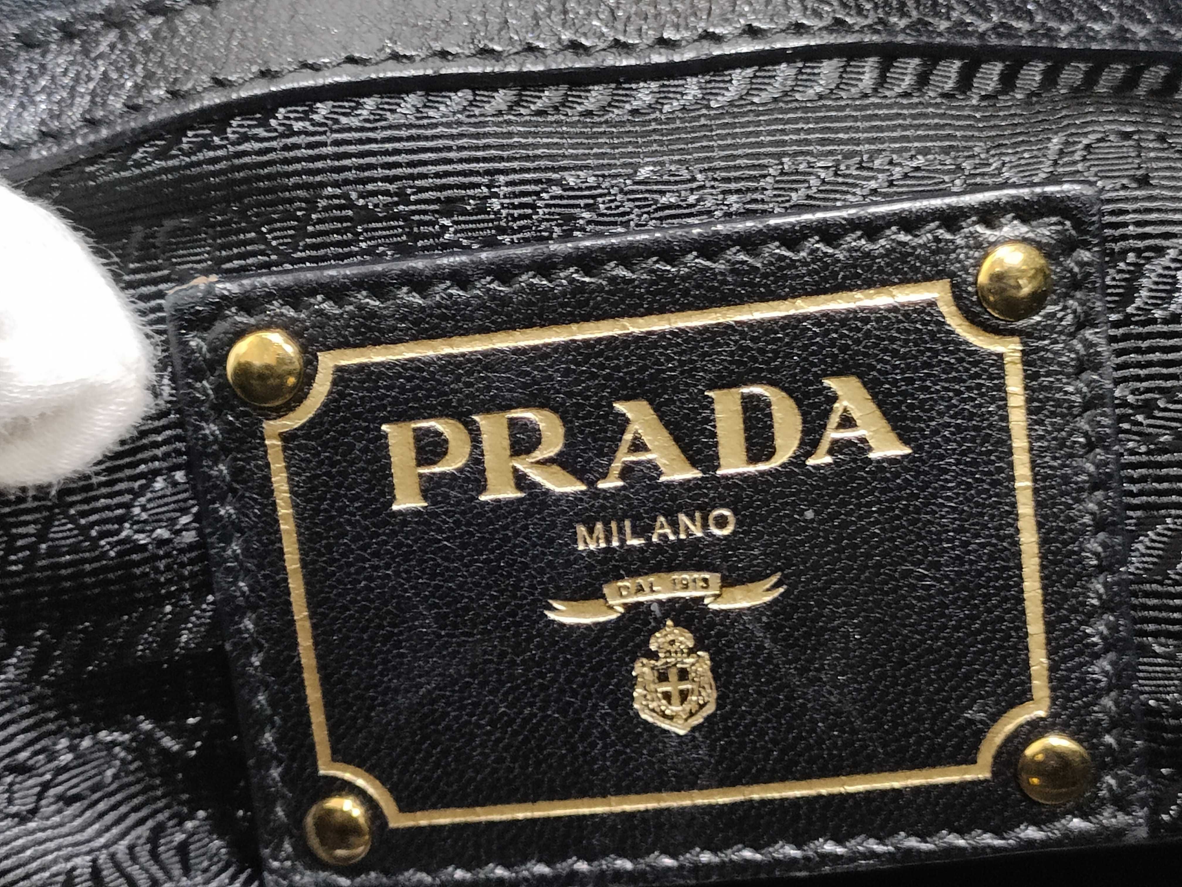 Nylon Prada Tessuto x Leather Tote Bag Black BN1758 Tote Bag — view 8