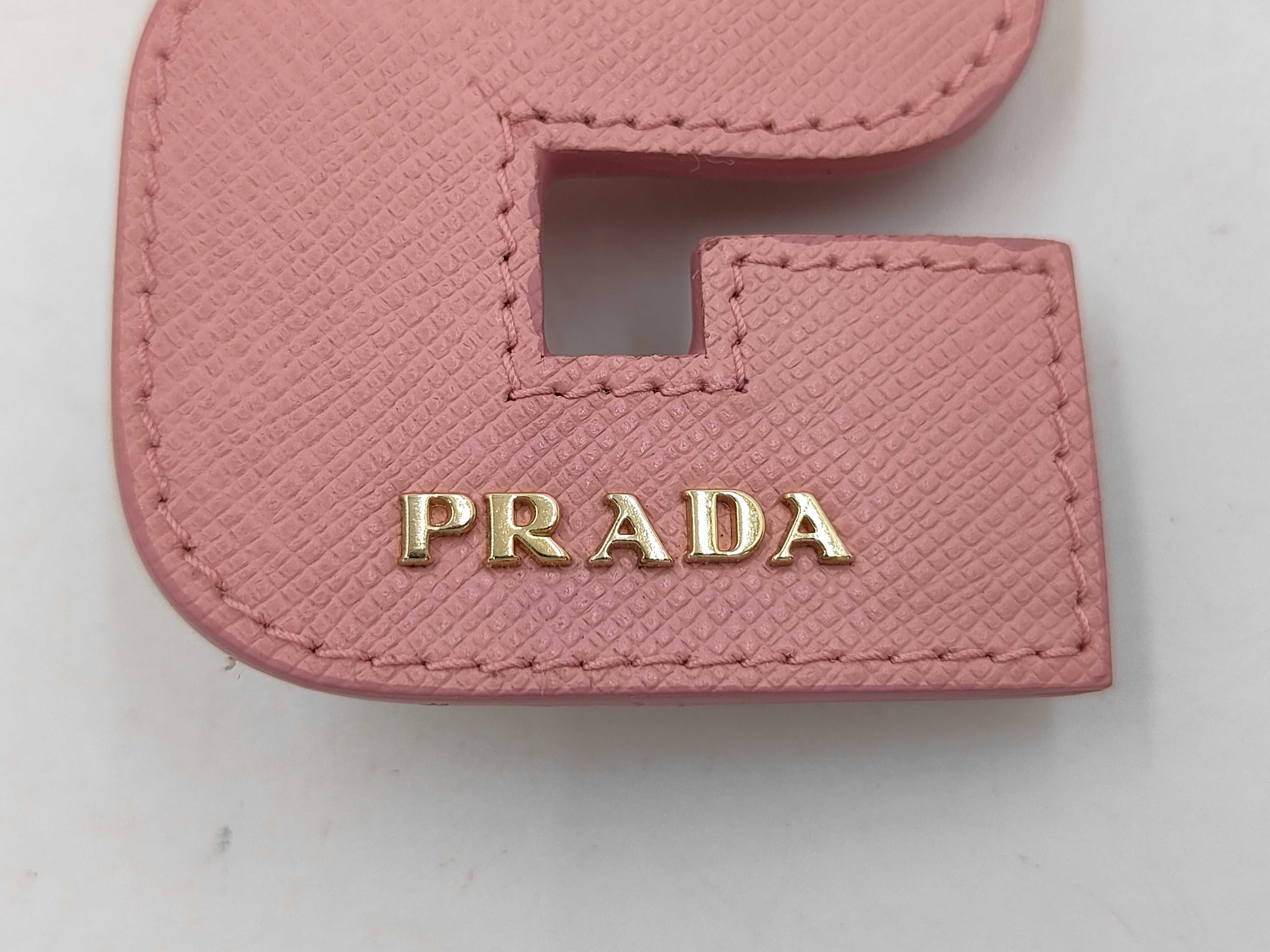 Platinum Letter Charm Keychain Leather x Fur Pink Key Case/Keychain — view 4