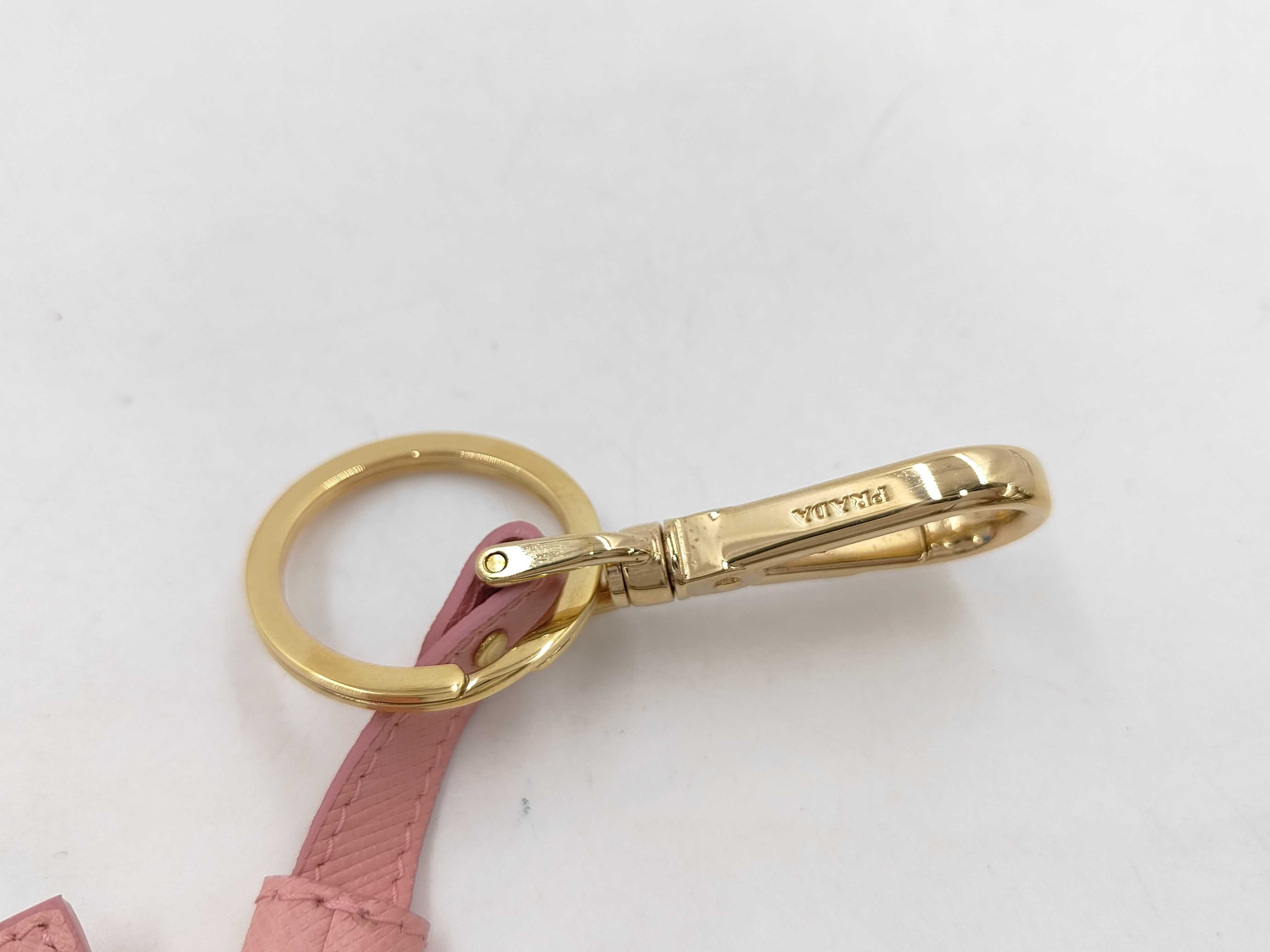 Platinum Letter Charm Keychain Leather x Fur Pink Key Case/Keychain — view 5