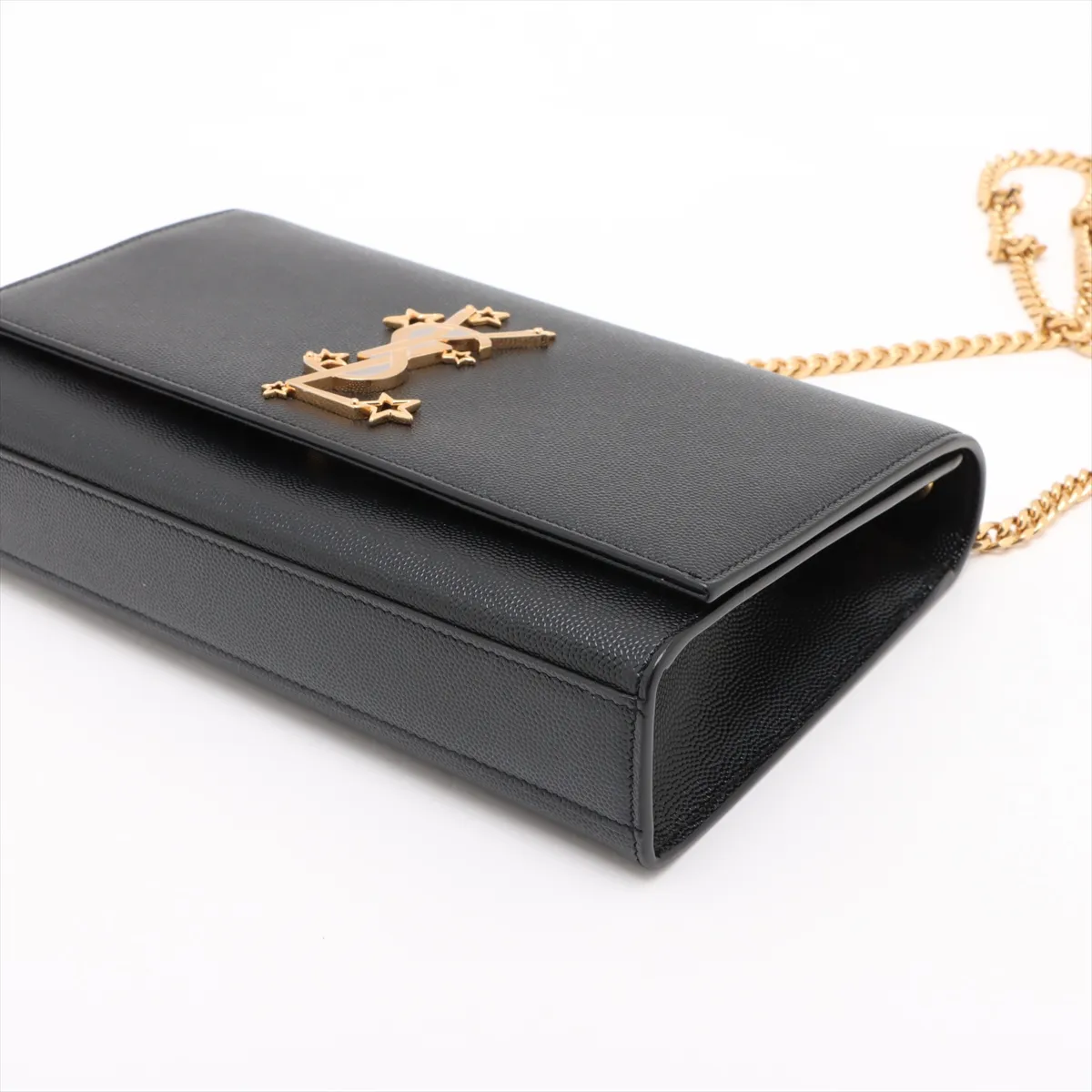 Leather Chain Shoulder Bag Black 446754 — view 3