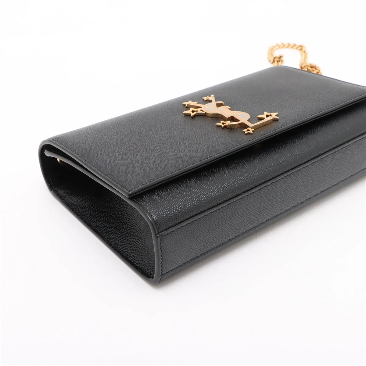 Leather Chain Shoulder Bag Black 446754 — view 4