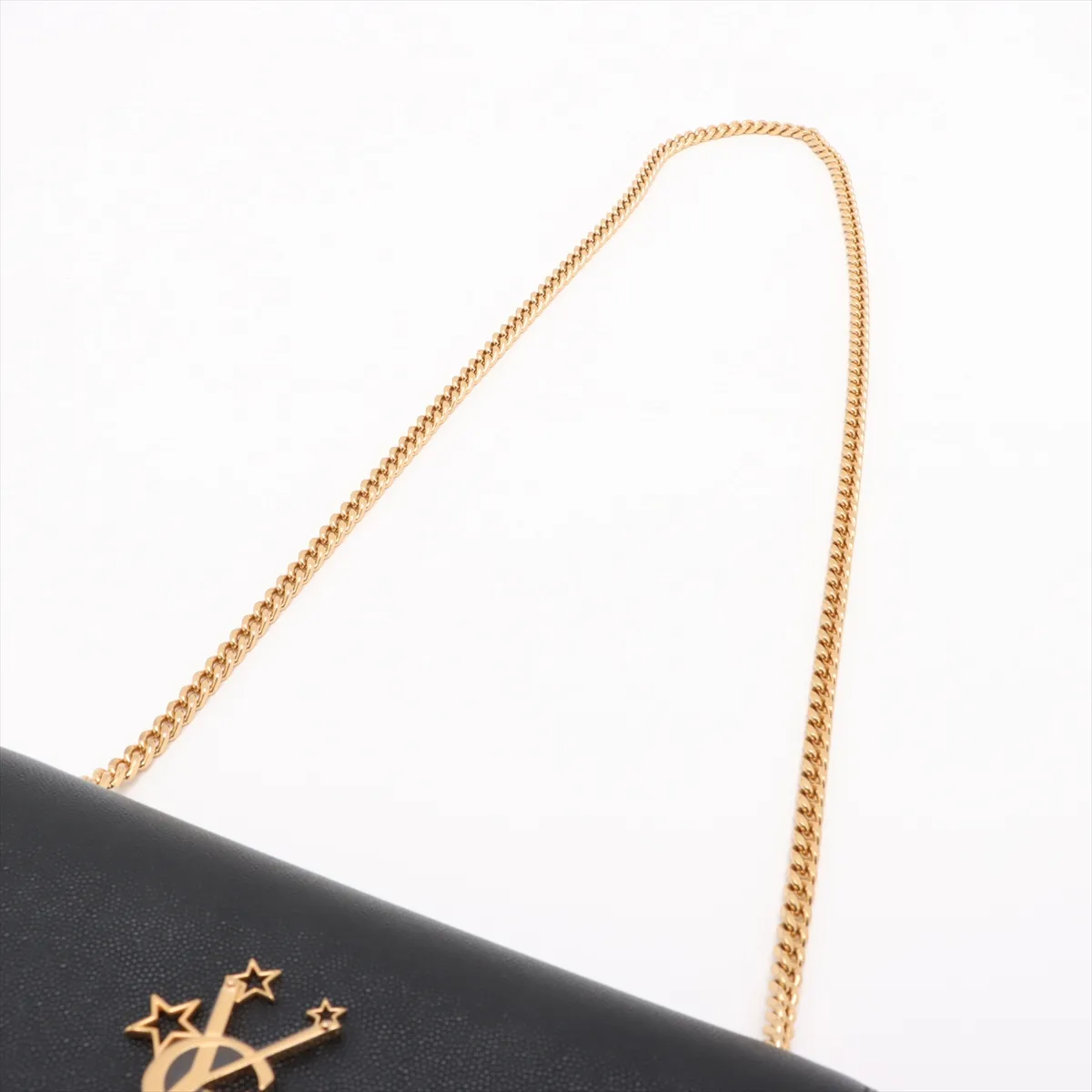 Leather Chain Shoulder Bag Black 446754 — view 5