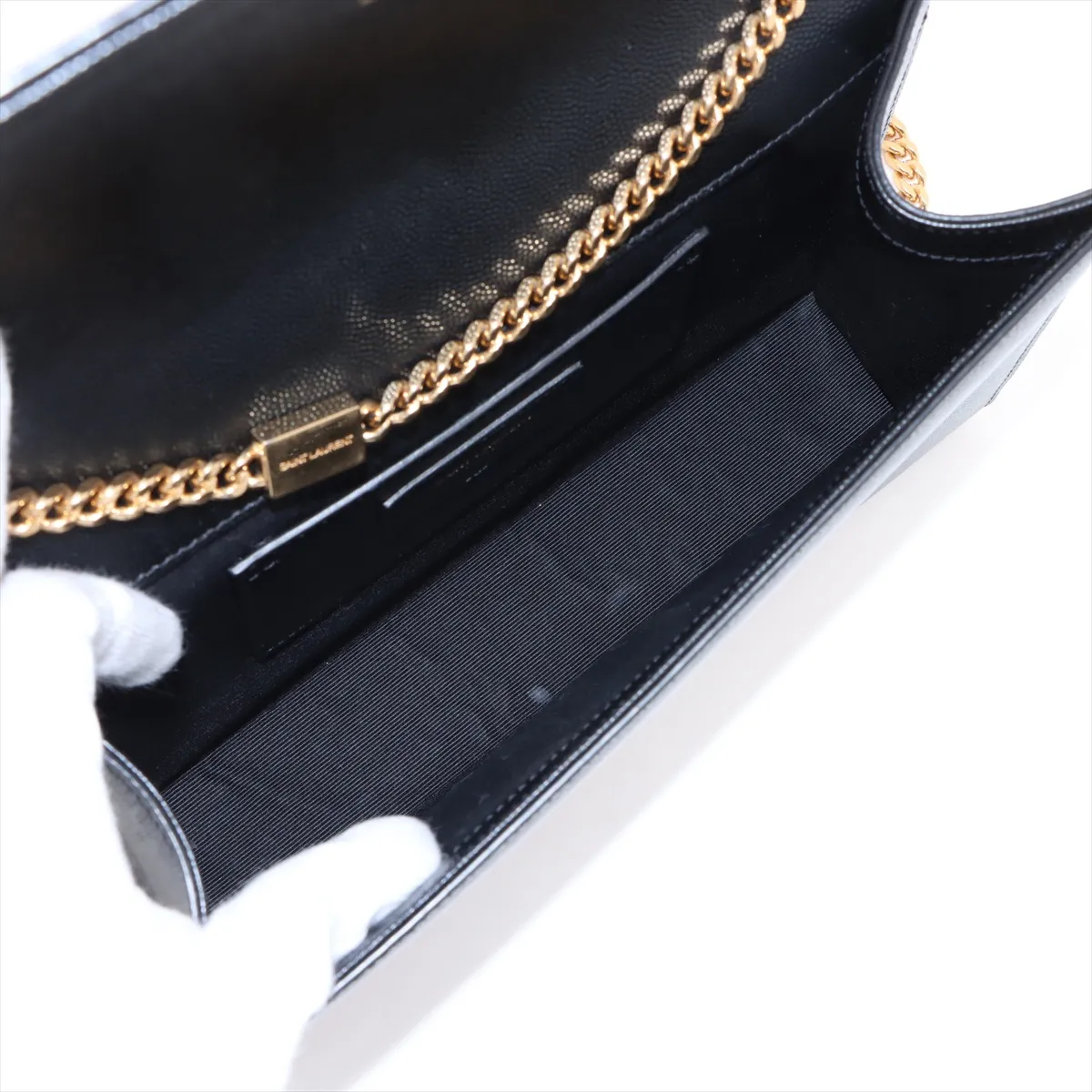 Leather Chain Shoulder Bag Black 446754 — view 6