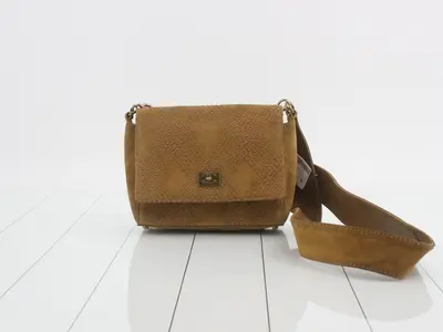 Wild Stitch Suede Shoulder Bag (Brown)