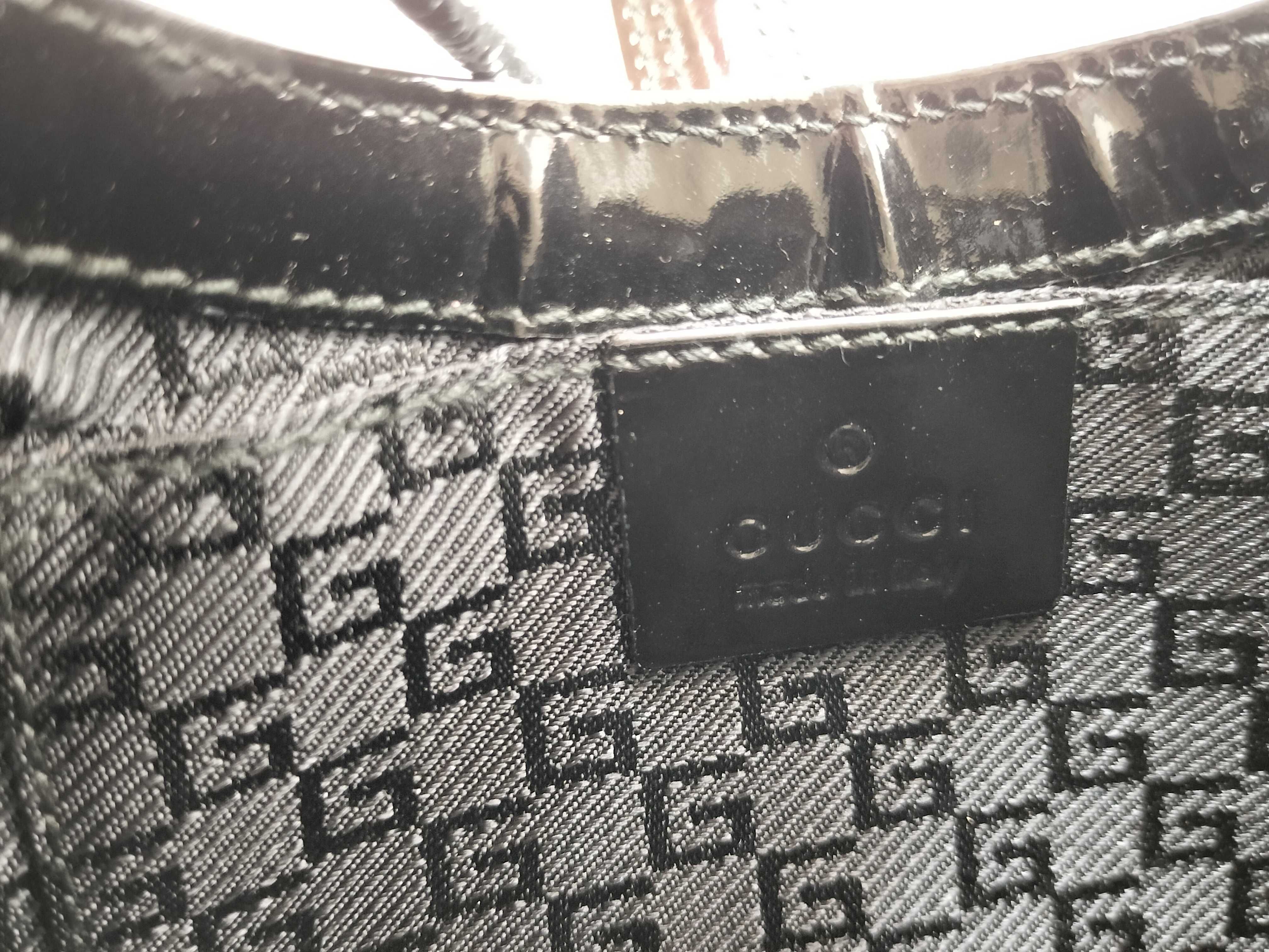handbag, G logo, patent leather, black shoulder bag — view 12