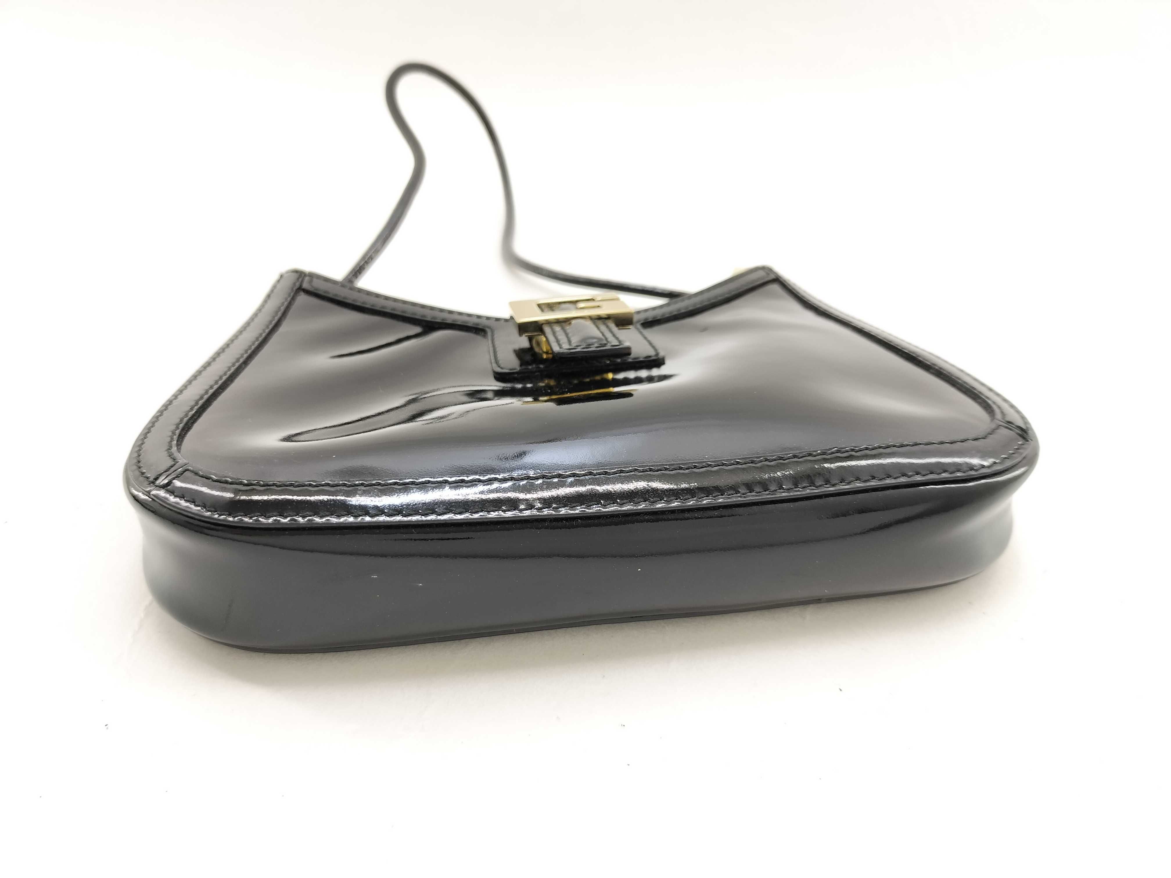 handbag, G logo, patent leather, black shoulder bag — view 3
