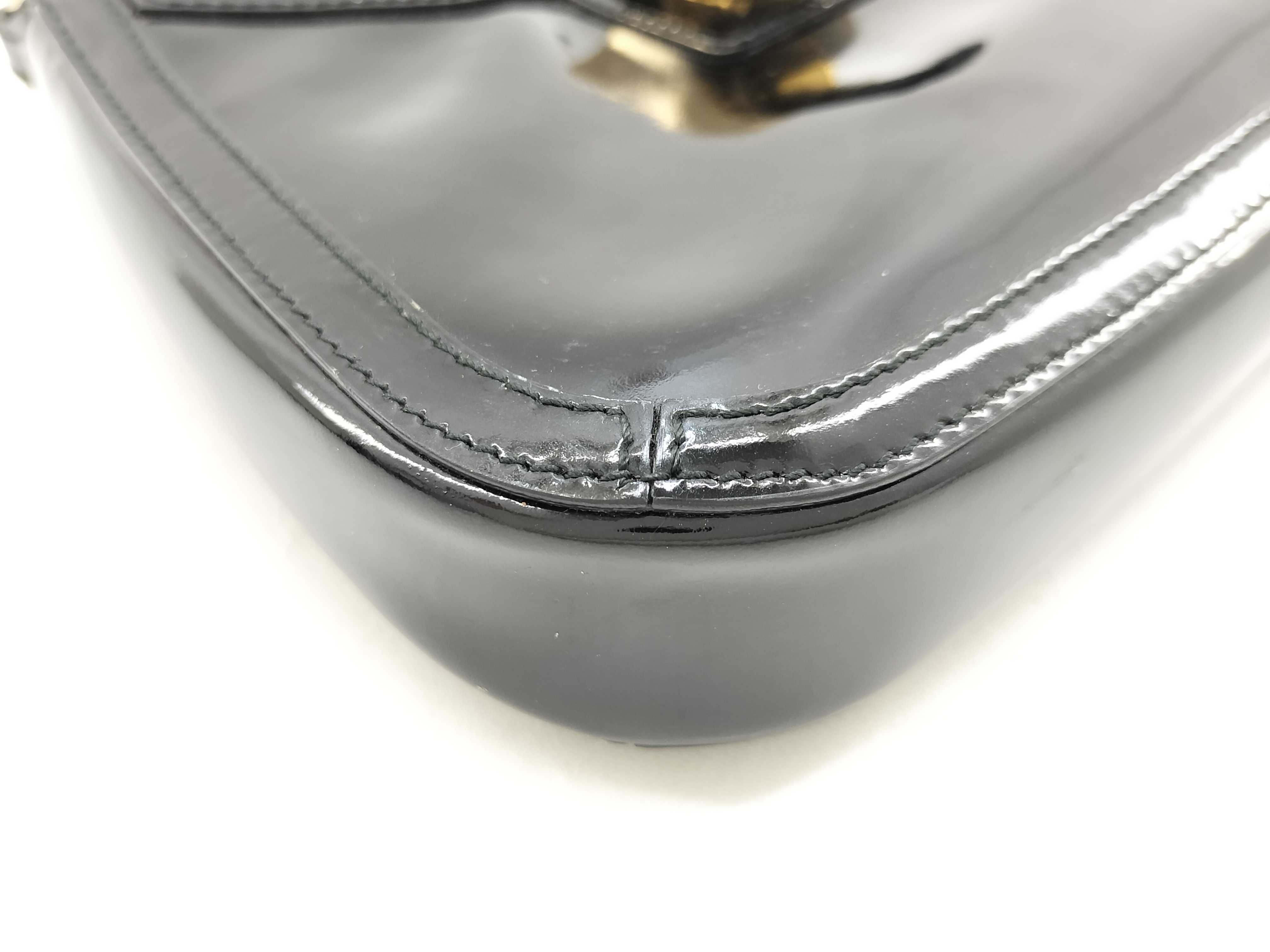 handbag, G logo, patent leather, black shoulder bag — view 4